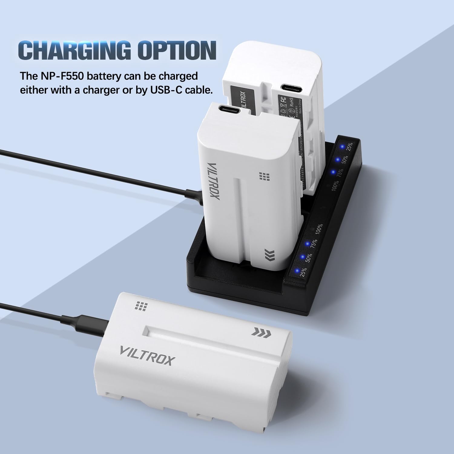 Viltrox Np F550 Li Ion Battery 1 Pack (2200Mah), Replacement For Sony Np F550 F570 F750 F770 F950 F960 F970, Compatible With Led