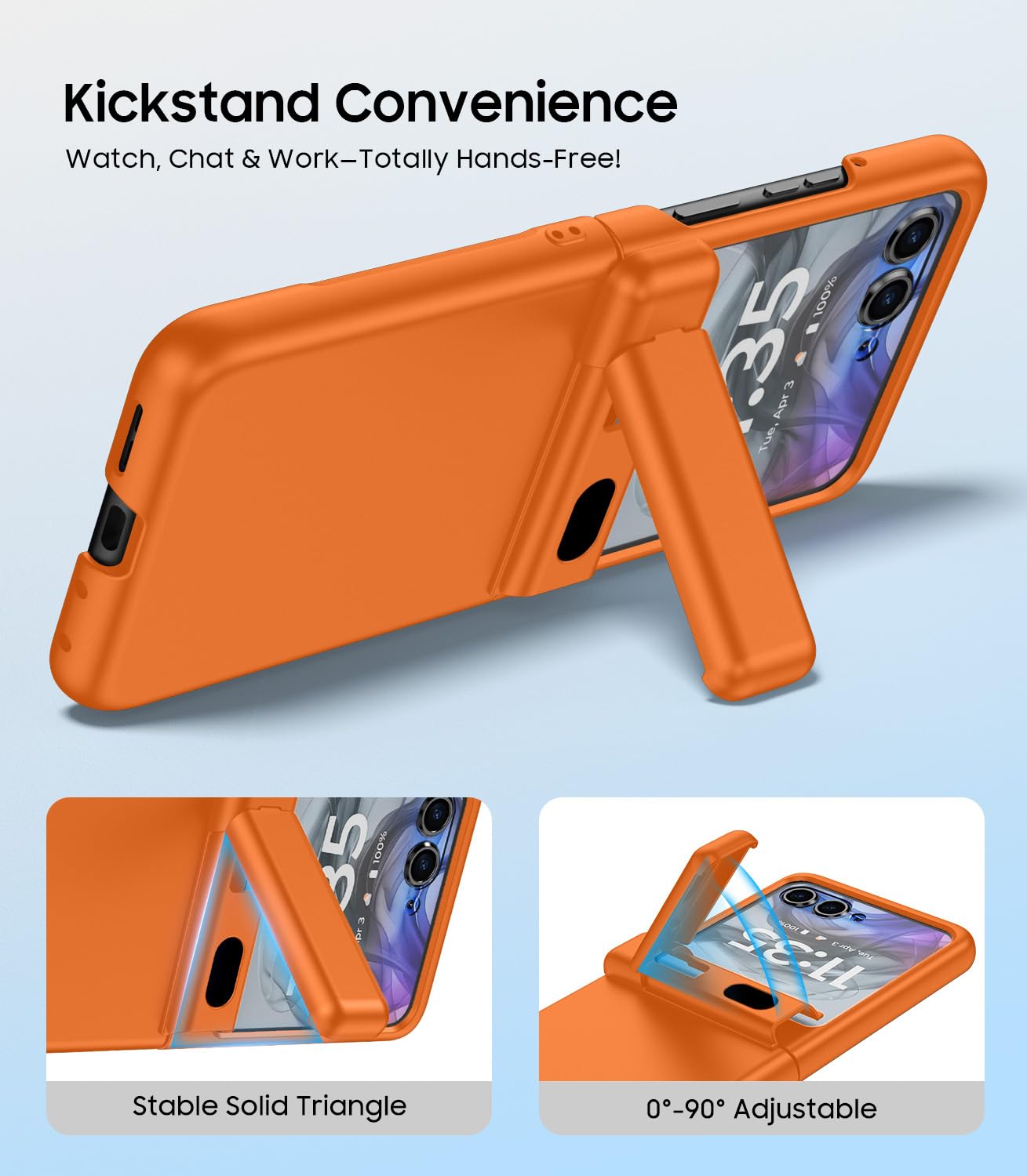 Makavo For Motorola Razr 2024/2025 Case With Stand, Built-In Outer Screen Protector & Hinge Protection, Slim Fit Hard Full Body