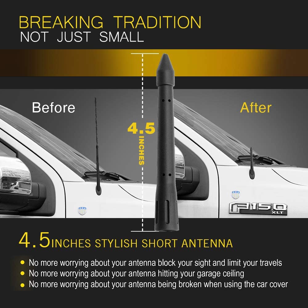 Ksaauto Short Antenna For Ford F150 2009 2023, 4.5 Inch Car Antenna For F150 F250 F350 Bronco Truck Replacement Antenna Ford F15