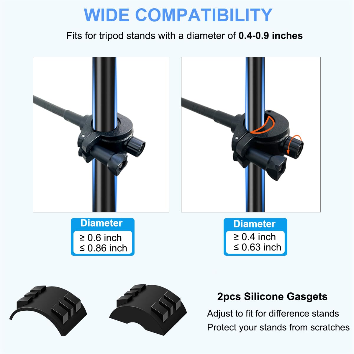 JCWINY Flexible Phone Holder for Microphone Stand, Adjustable iPhone & Samsung Galaxy Mic Stand Accessory