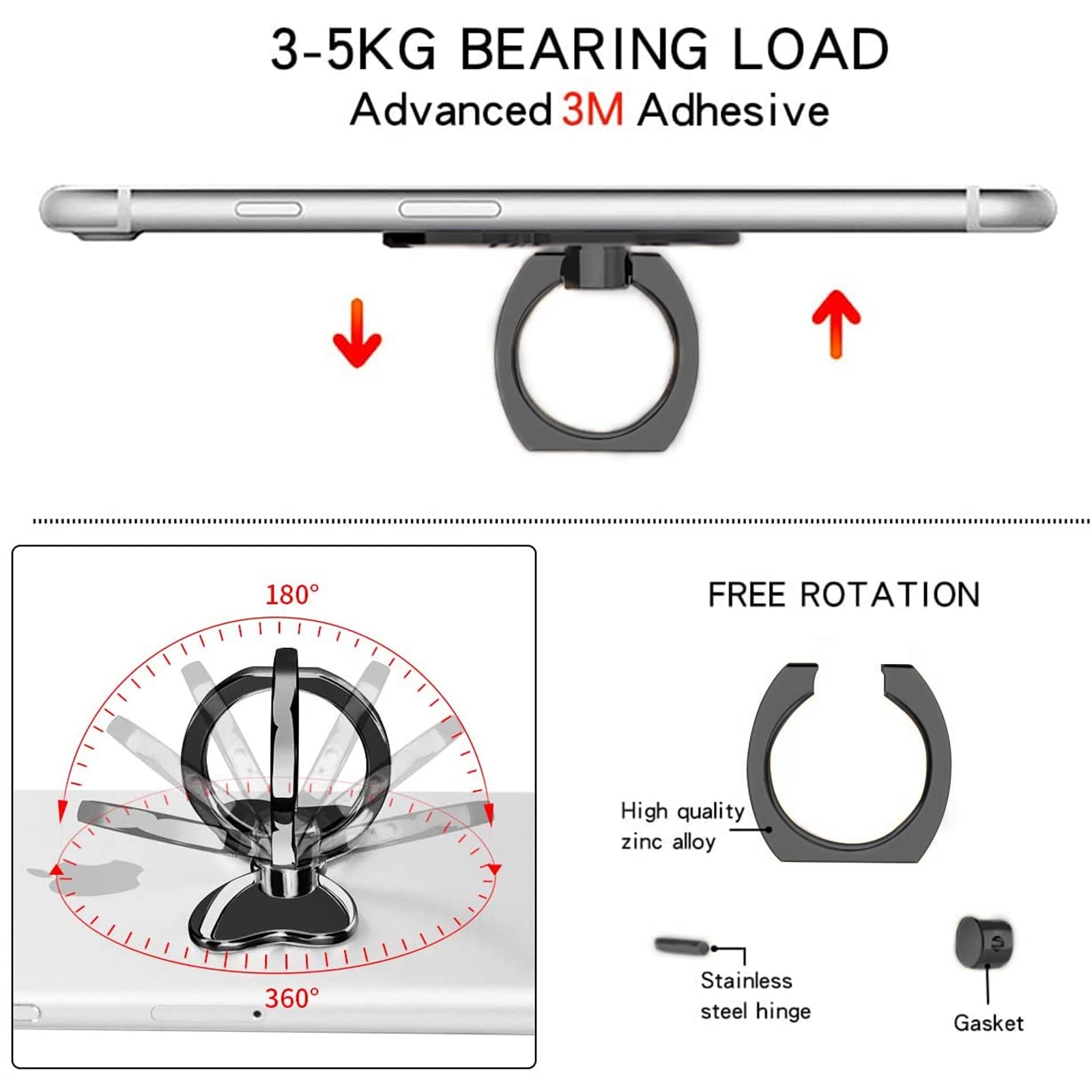 Cavdycidy Metal Butterfly Ring Holder For Cell Phone,Finger Ring Stability Holder Back Stand Car Mount Hook Kickstand Compatible