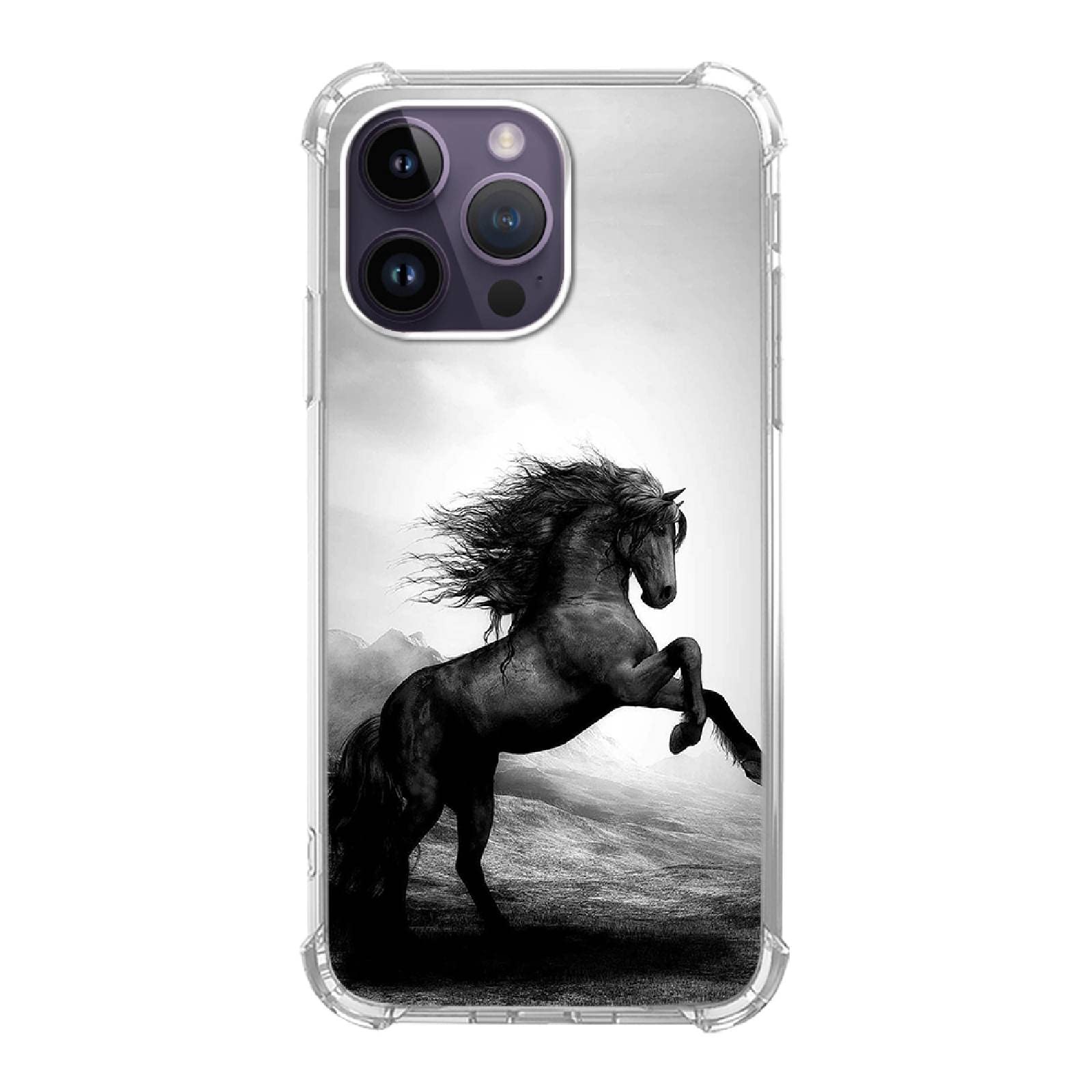 Black Horse Phone Case Compatible With Iphone 14 Pro Max, Cool Exquisite Horse Case For Iphone 14 Pro Max, Unique Trendy Tpu Bum