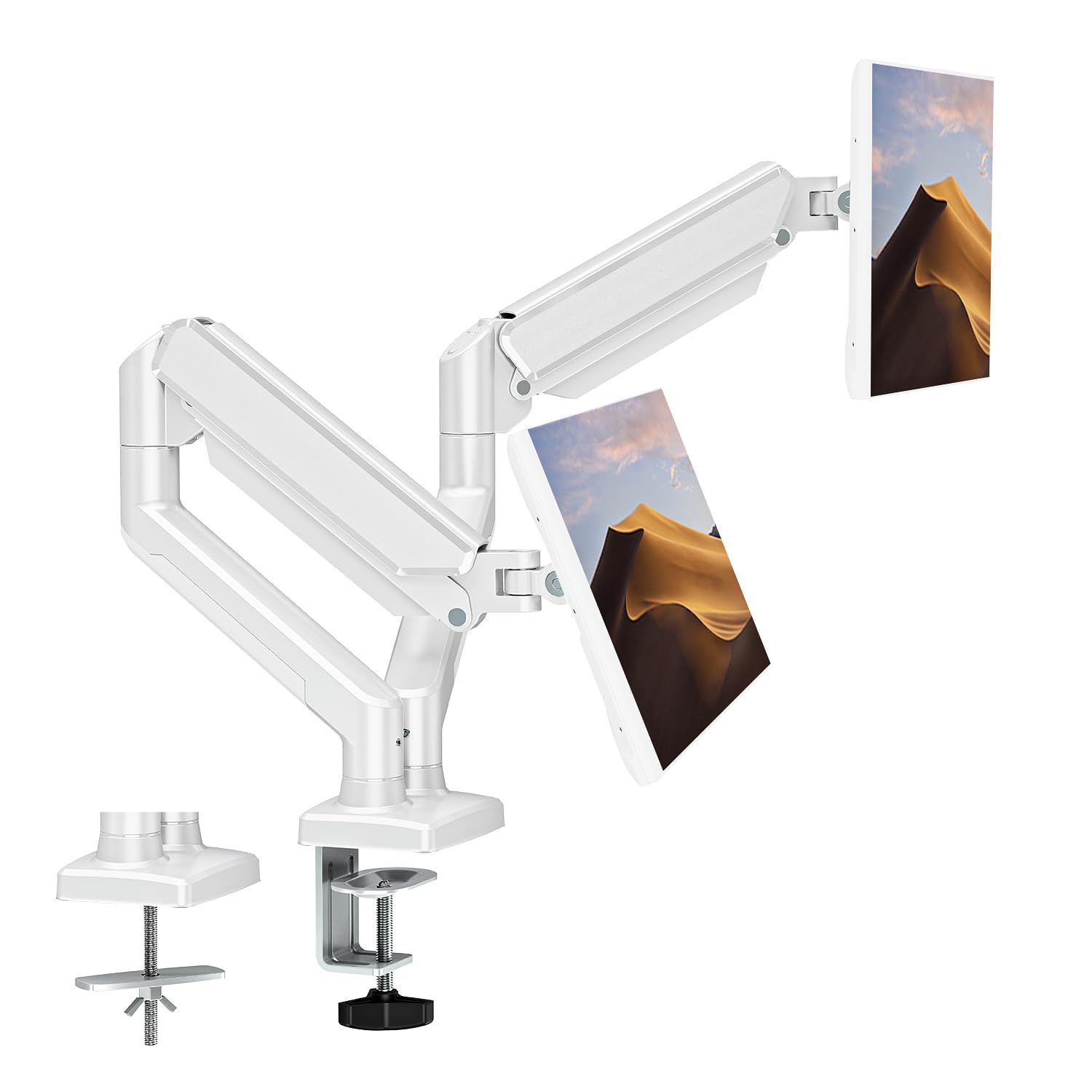 Ergofocus Dual Monitor Mount Fits 13 To 32 Inch Computer Screen, Dual Monitor Arm Hold Up To 19.8Lbs Each, Full Motion Monitor D