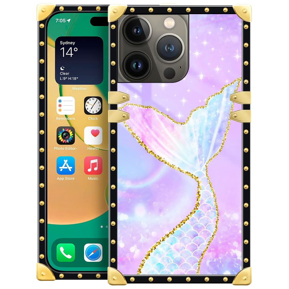 Pinsheng For Iphone 14 Pro Max Case,Mermaid Tail Iphone 14 Pro Max Cases For Girls/Women,Surrounding Soft Tpu Luxury Elegant Met
