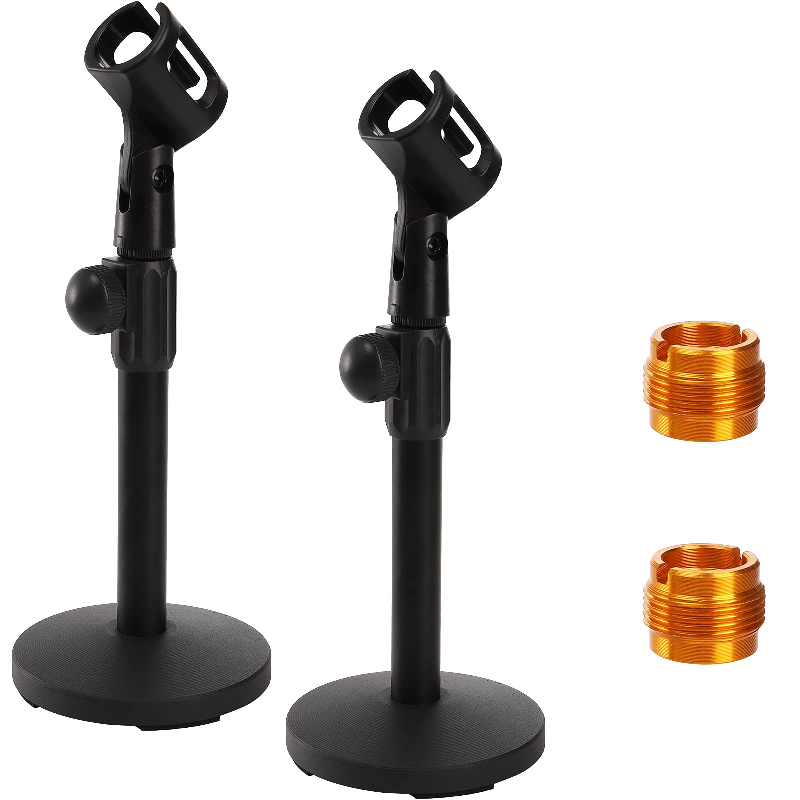 Youeon 2 Pack Desktop Mic Stand With Mic Clip, Adjustable Microphone Stand Table Mic Stand For Snowball, Spark, Other Microphone
