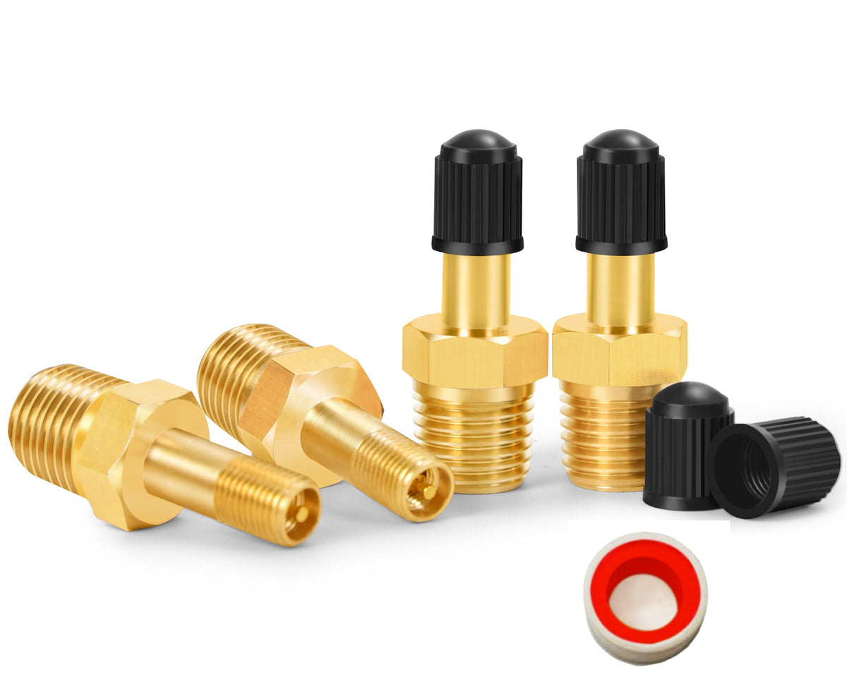 Godeson 1/4'' Npt Tank Valve, Anti Corrosion Brass Schrader Valve With 1/4'' Male Npt,Using With Air Compressor Tanks(Pack Of 4)