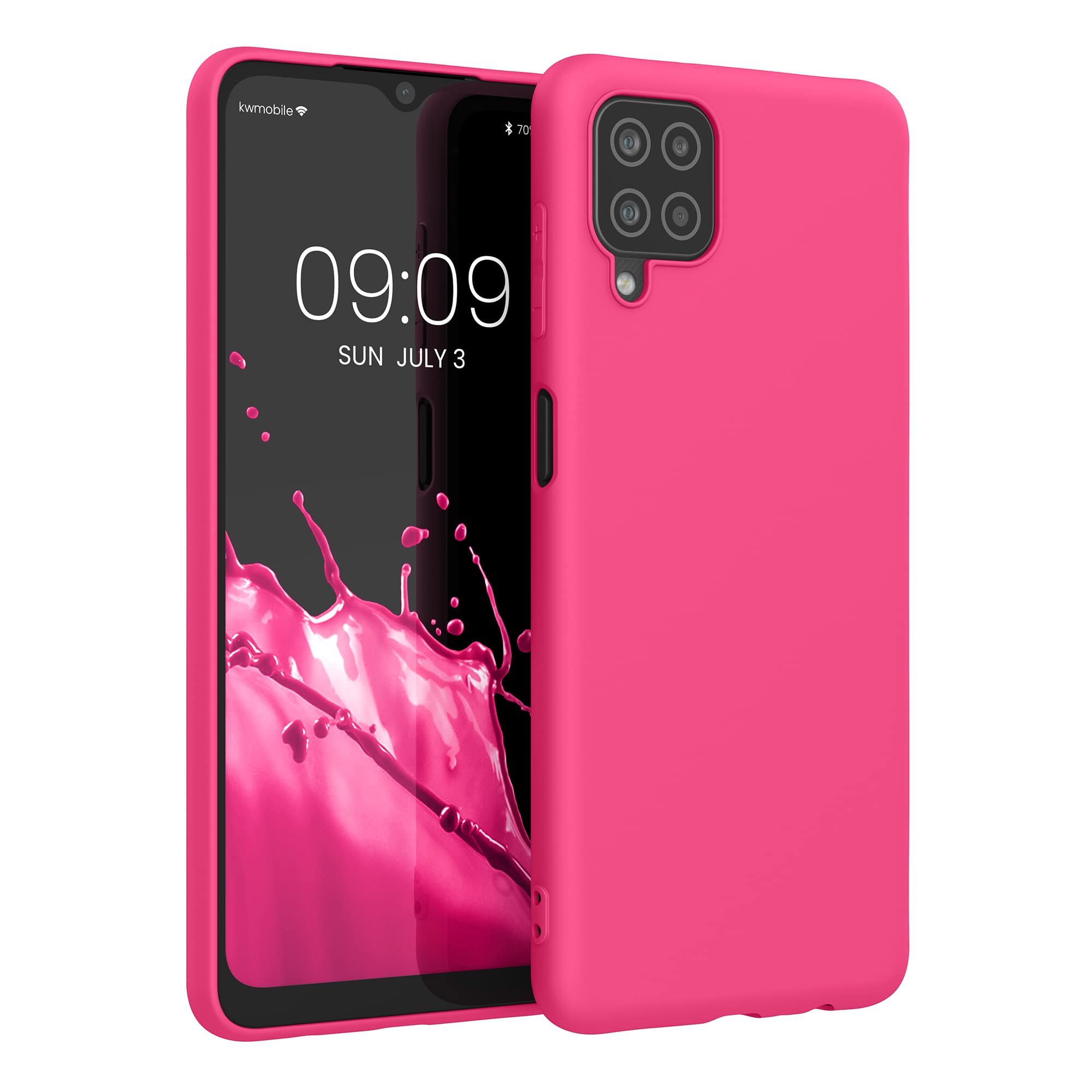 Kwmobile Case Compatible With Samsung Galaxy A12 Case   Soft Slim Protective Tpu Silicone Cover   Neon Pink