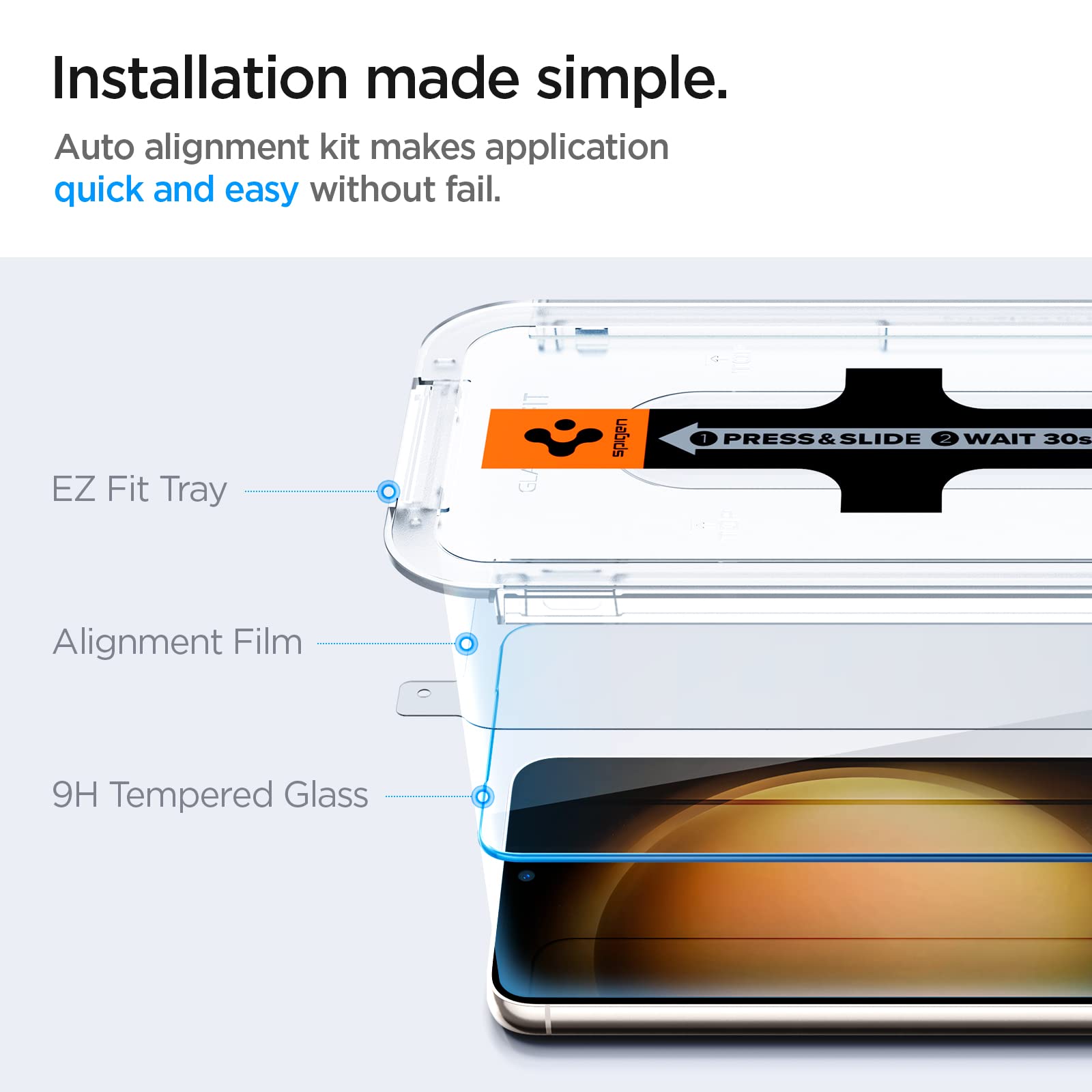 Spigen Tempered Glass Screen Protector Glastr Ez Fit] Designed For Galaxy S23 (2023) 2 Pack]   Case Friendly