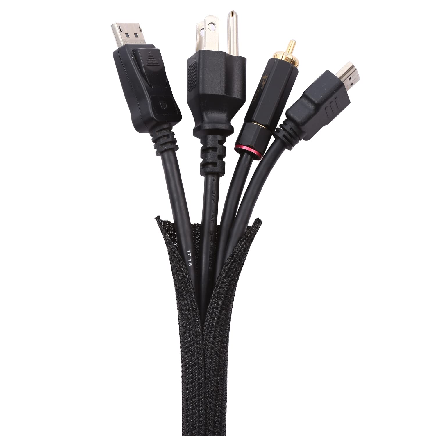 Keco 25Ft   1/2 Inch Cable Management Sleeve Wire Loom Cord Protector   Self Wrap Cable Sleeve Split Sleeving Cord Organizer For