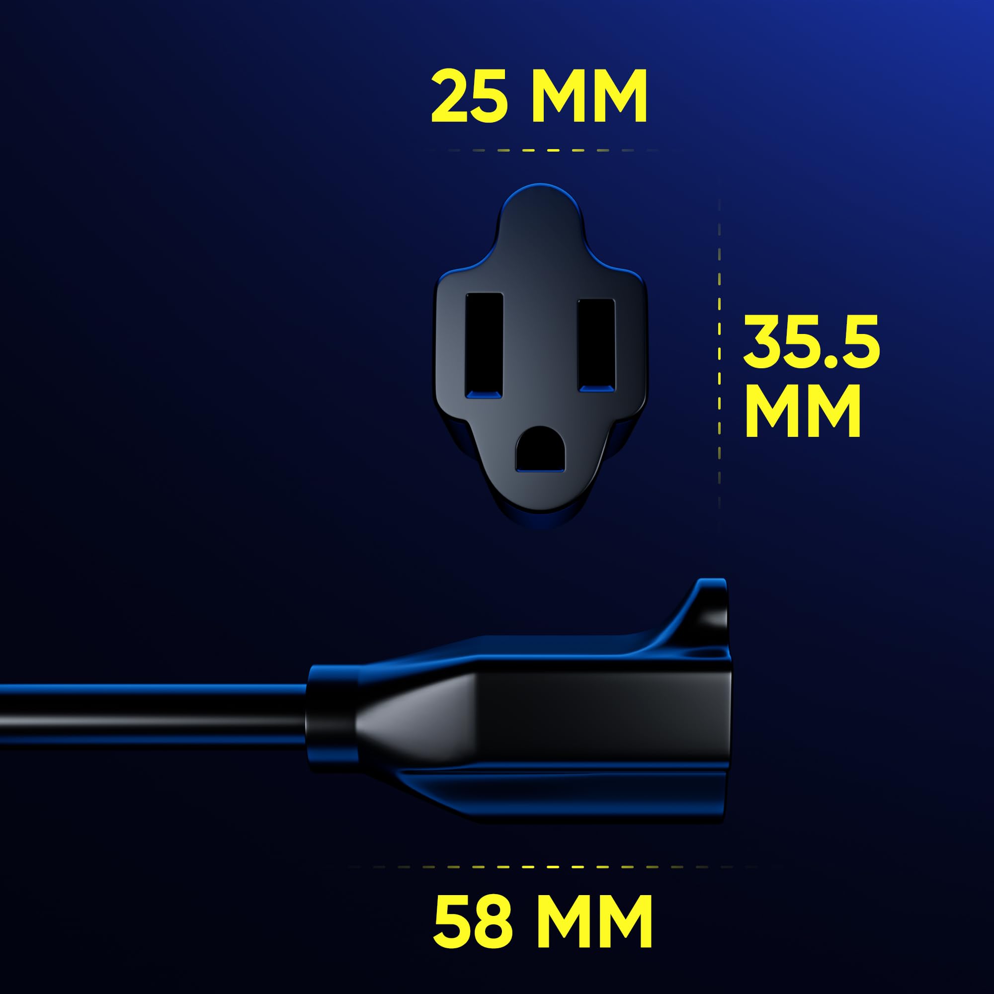 Maximm Cable 1 Feet 14Awg 360 Rotating Flat Plug Extension Cord/Wire, 3 Prong Grounded Wire, Heavy Duty Extension Cord   Ul Cert