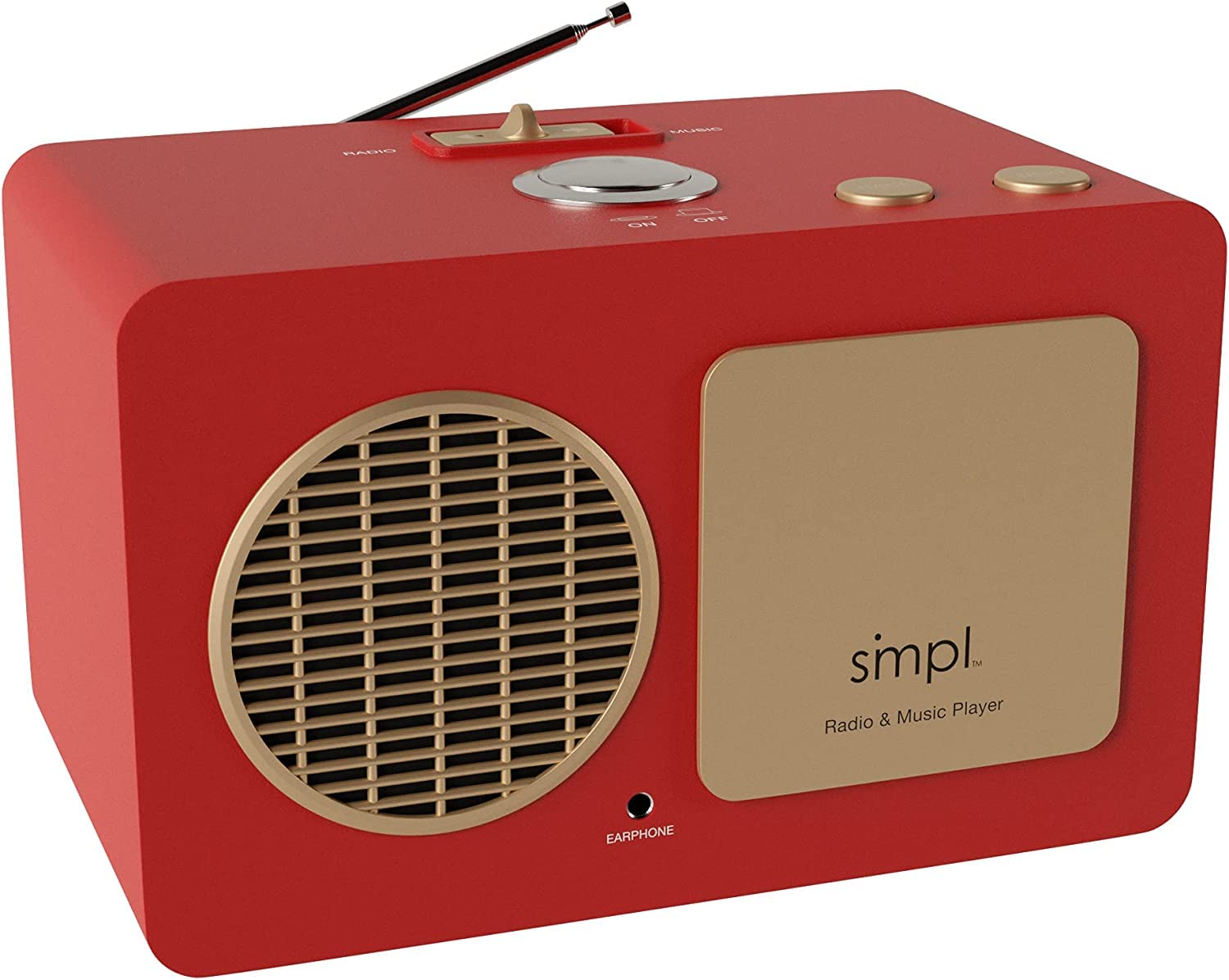 SMPL OneTouch Music Player, Audiobooks + MP3, QualitySound, Durable Wooden Encloser with Retro Look, 4GB USB with 40 Nostalgic
