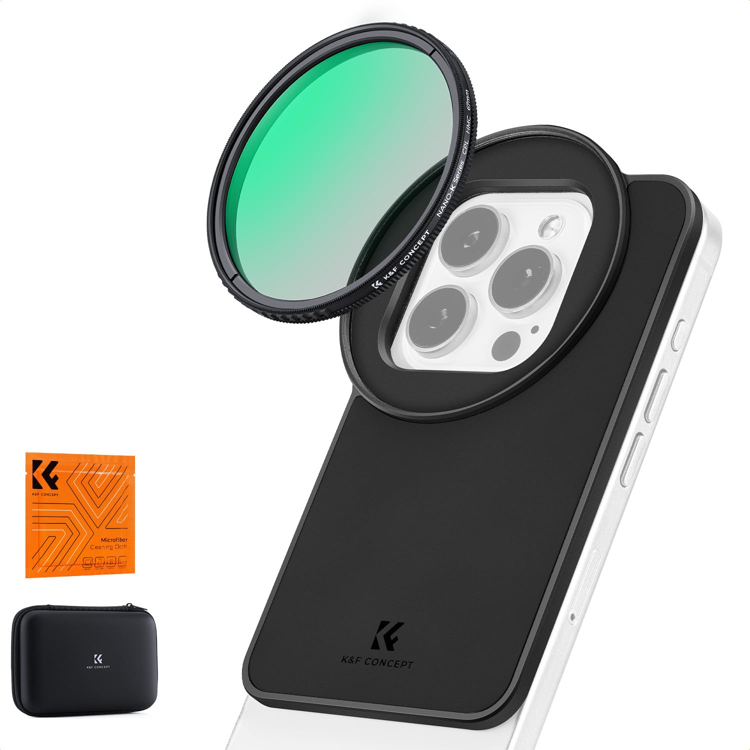 K&F CONCEPT 6.1 inch Magnetic Lens Filter Mount Adapter with 67mm CPL Filter for iPhone, Compatible with 17/16/15/14/13/12, 16/1