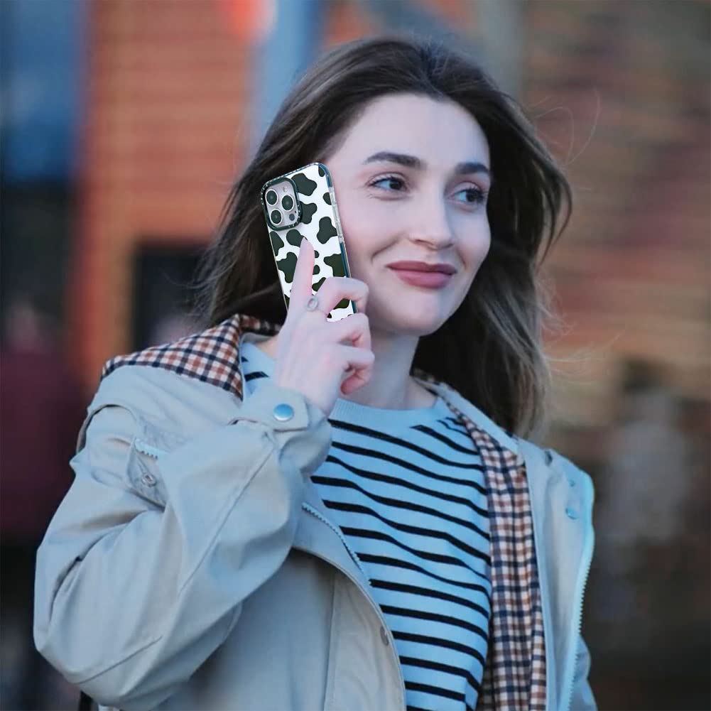 Abbery Designed For Iphone 14 Pro Max Case Cow Print, Clear With Design Cow Pattern Cute Silicone Tpu Sturdy Shockproof Protecti