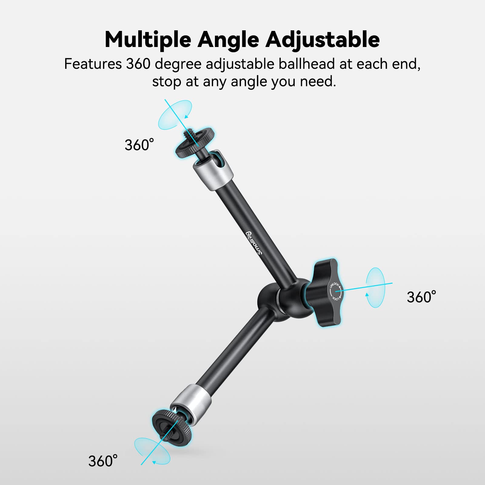 Smallrig 9.8 Inch Adjustable Articulating Magic Arm With Both 1/4 Thread Screw For Lcd Monitor/Led Lights - 2066B
