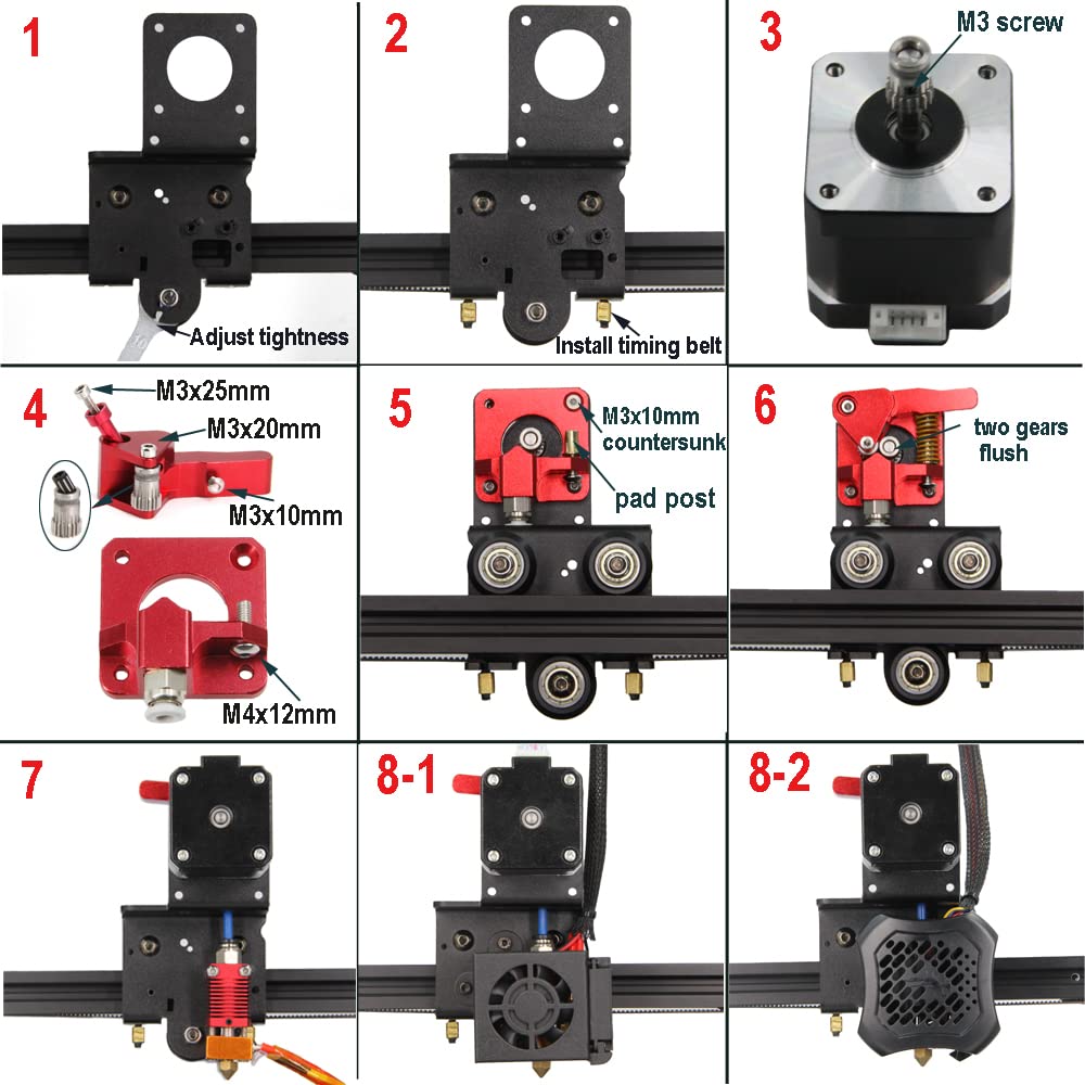 Zeberoxyz Upgrade Dual Gear Version Direct Drive Extruder Support Plate Kit, Easy Print Flexible Filament For Ender 3 V2, Ender