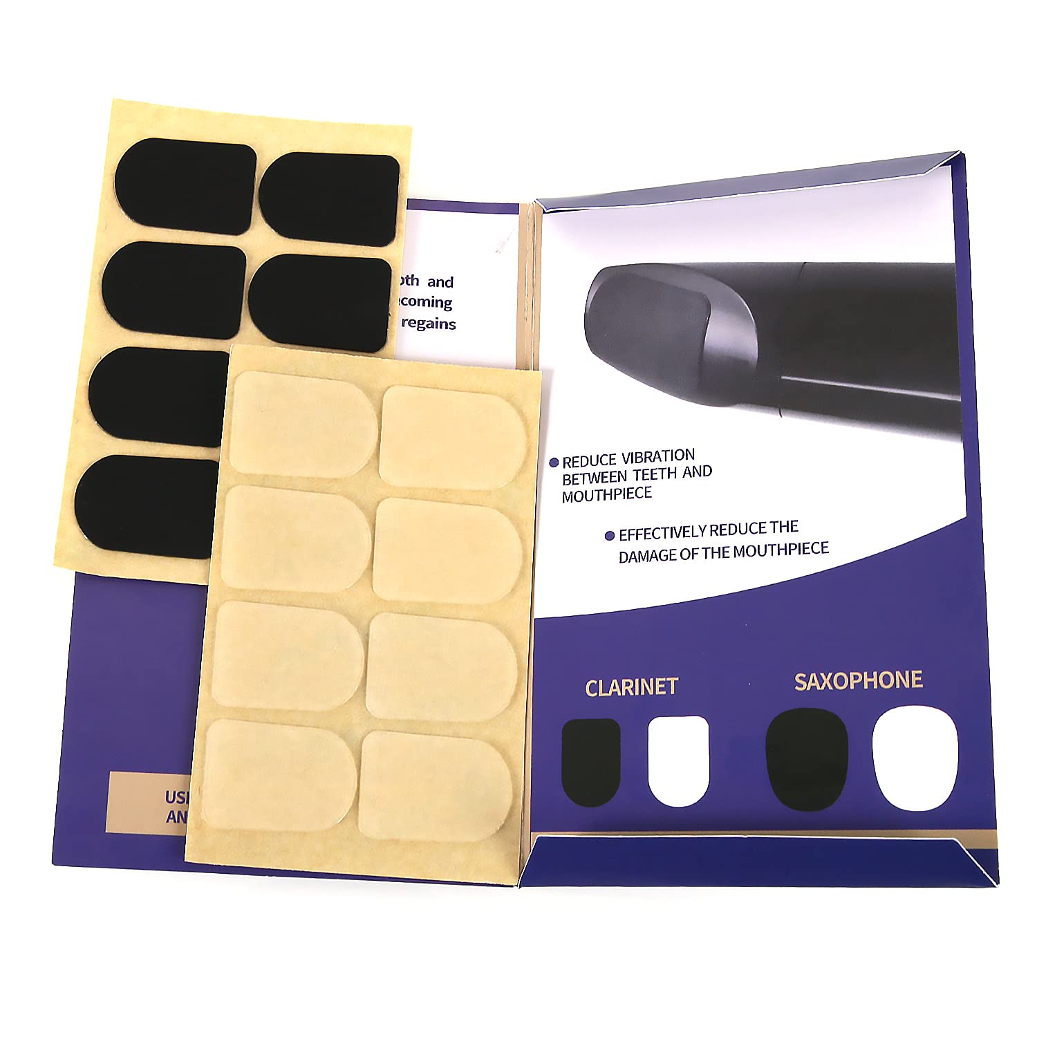 Clarinet/Soprano Saxophone Sax Mouthpiece Cushions Patches Pads,0.8Mm Black & White (16 Pcs)