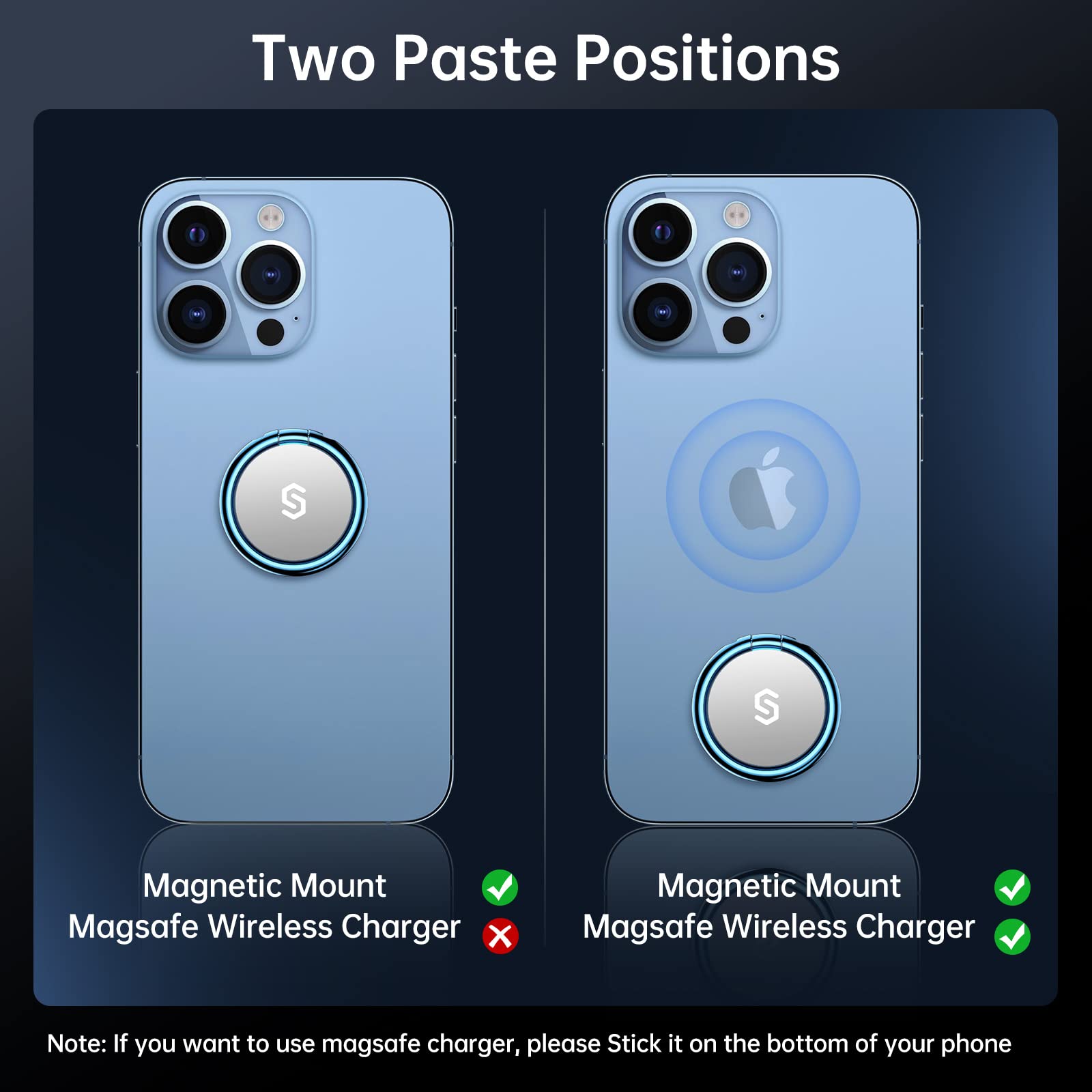 Syncwire Cell Phone Ring Holder Stand, 360 Degree Rotation Finger Ring Kickstand Polished Metal Phone Grip For Magnetic Car Moun