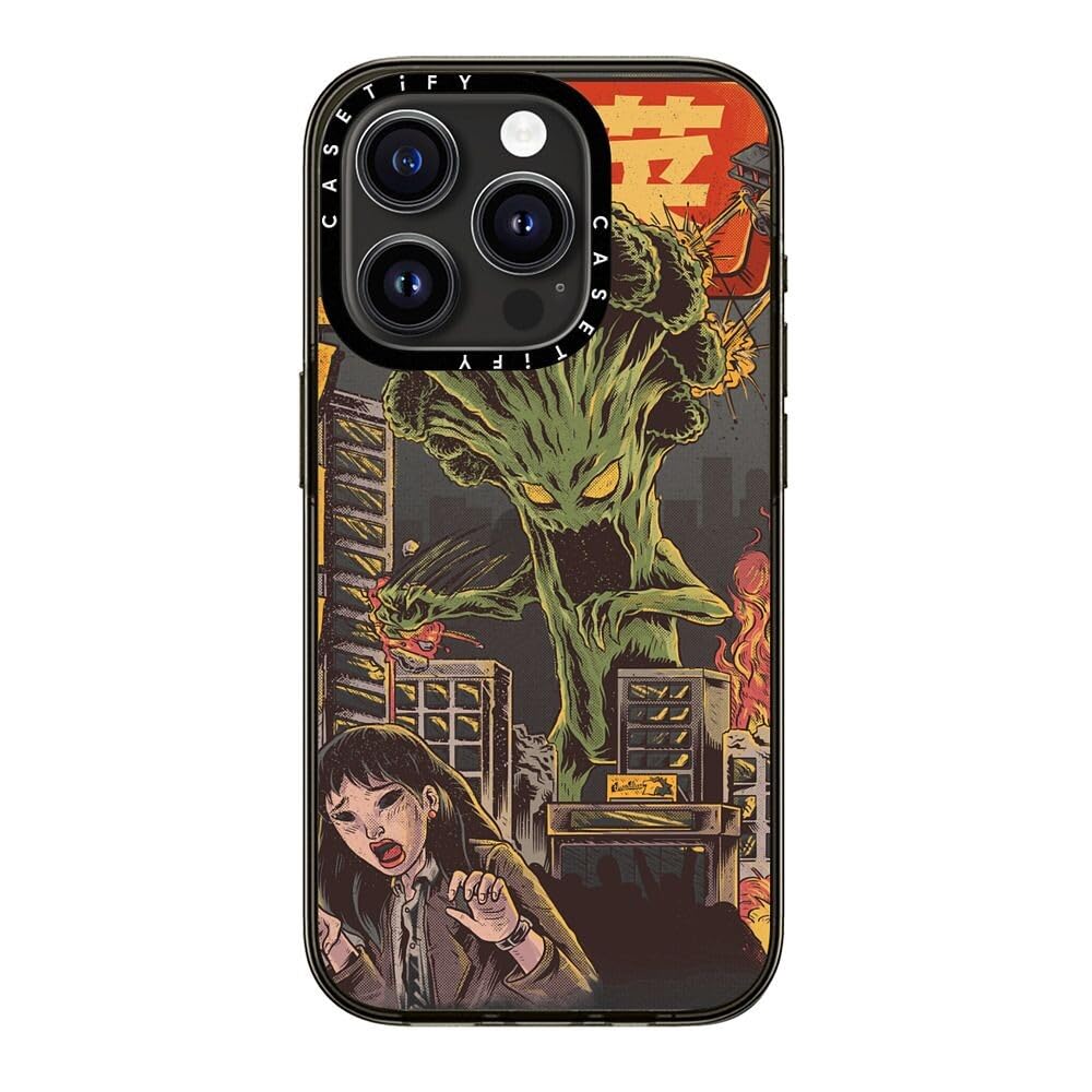 Casetify Compact Iphone 15 Pro Case [2X Military Grade Drop Tested / 4Ft Drop Protection]   Broccozilla   Clear Black