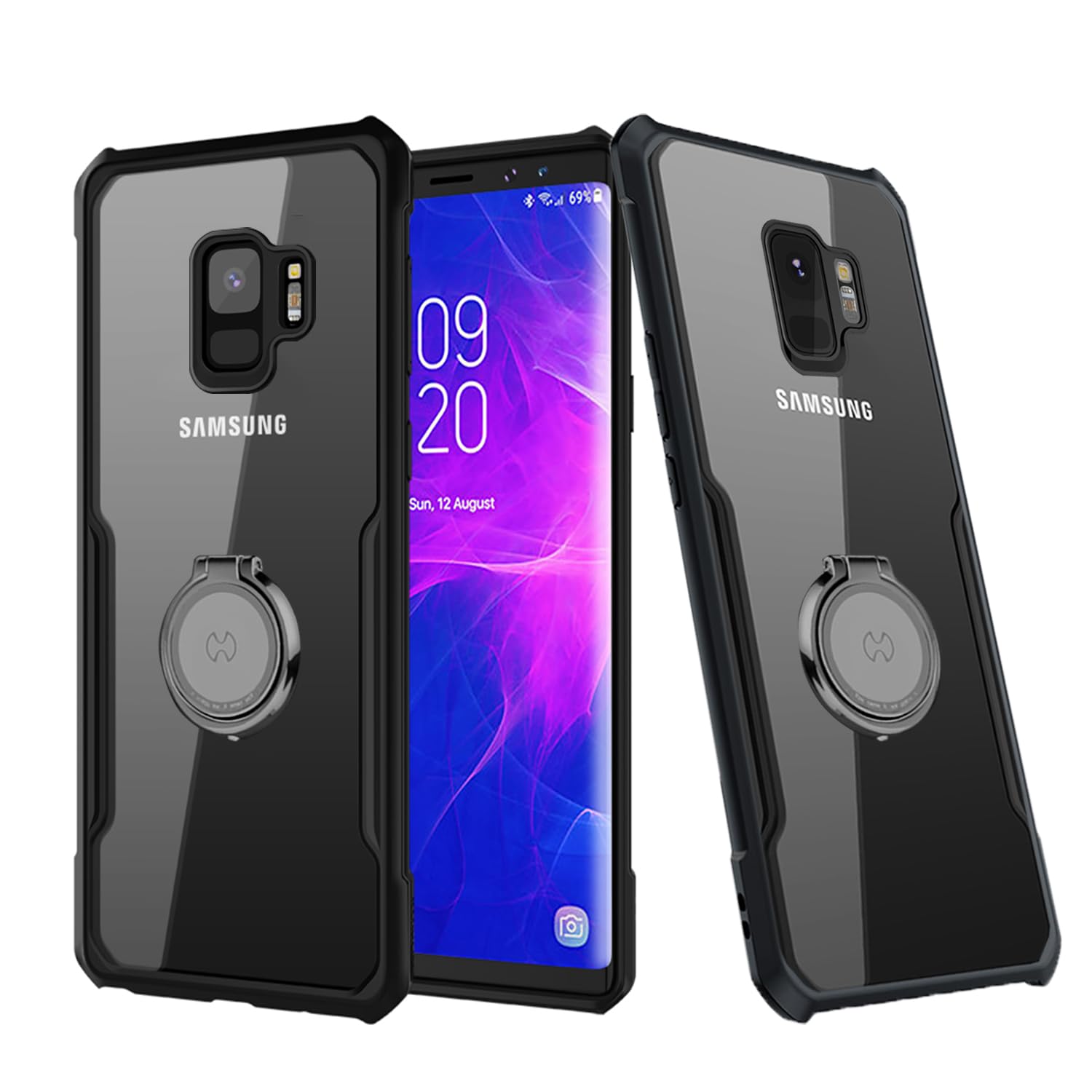 Shbdzgs For Samsung Galaxy S9 Phone Case, Kickstand With 360Ring Holder | Support Car Mount Shockproof Protective, Slim Clear Pr