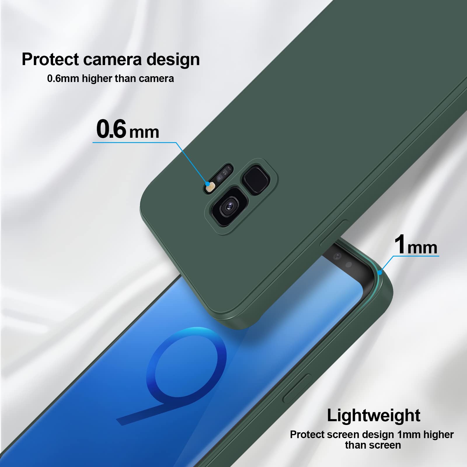 Giiyoon Silicone Case Compatible With Samsung Galaxy S9, Full Body Silky Soft Touch Phone Case With Camera Protection, Shockproo