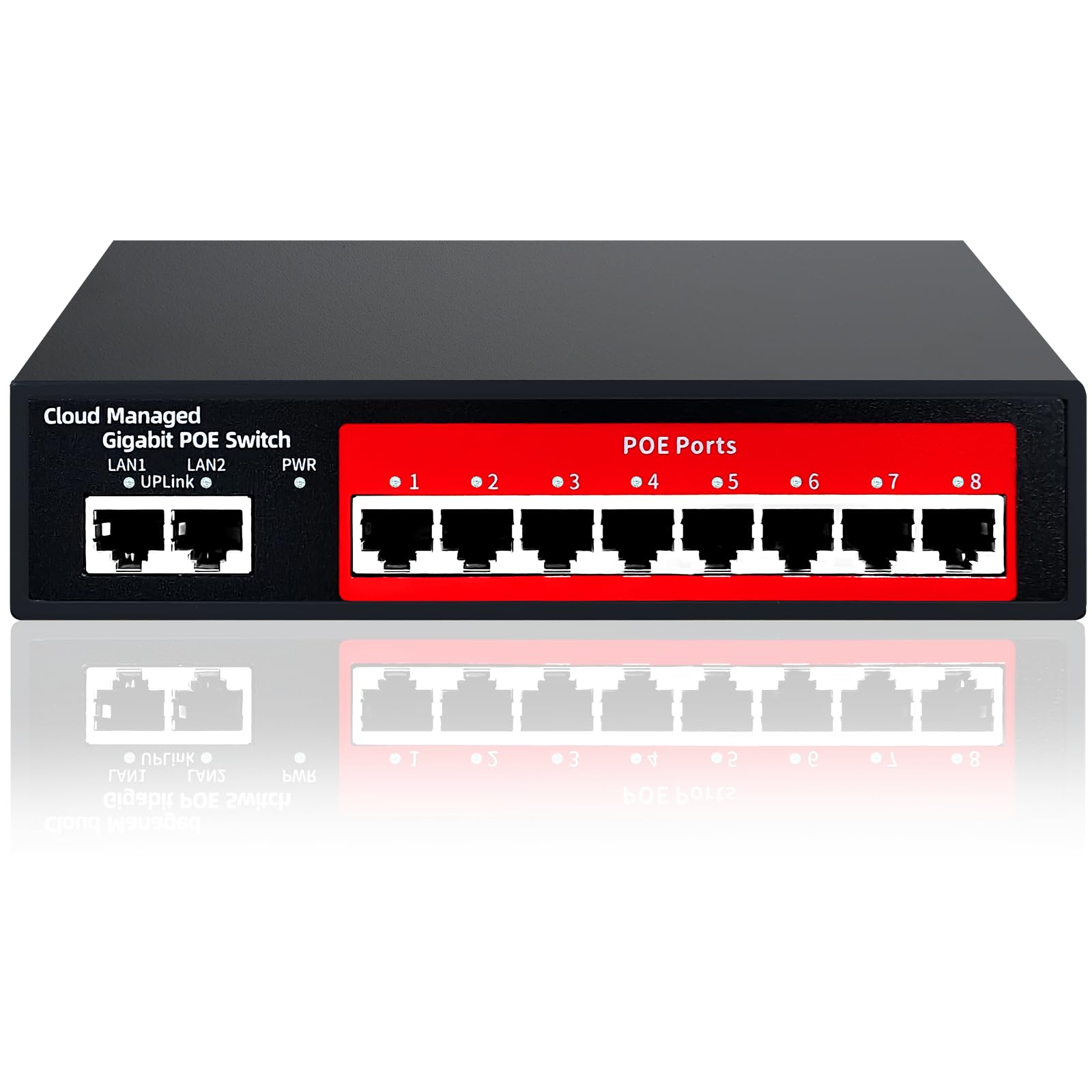 Steamemo 10 Port Gigabit Managed Poe Switch, 8 Poe+ Ports@120W, 2 Uplink Ports, Vlan, Poe Scheduler, Fanless, Plug And Play, Stu