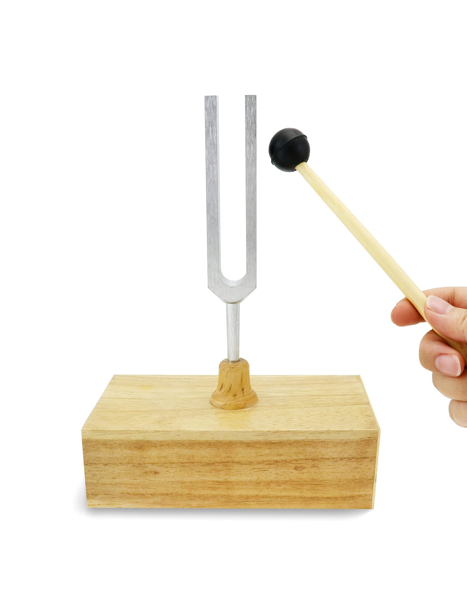 Qwork Tuning Fork 440Hz Virbration, Steel Singing Tone Tuning Set With Silicone Hammer And Wooden Voice Box For Sound Therapy, Y