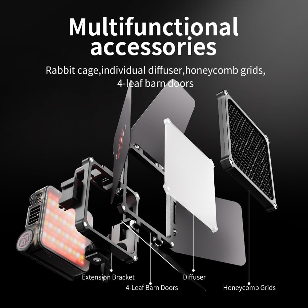 Zhiyun Fiveray M20 Combo Video Light Powerful Pocket Light, Bi Color 2700K~6500K On Camera Video Lights, 20W (M20 Combo)