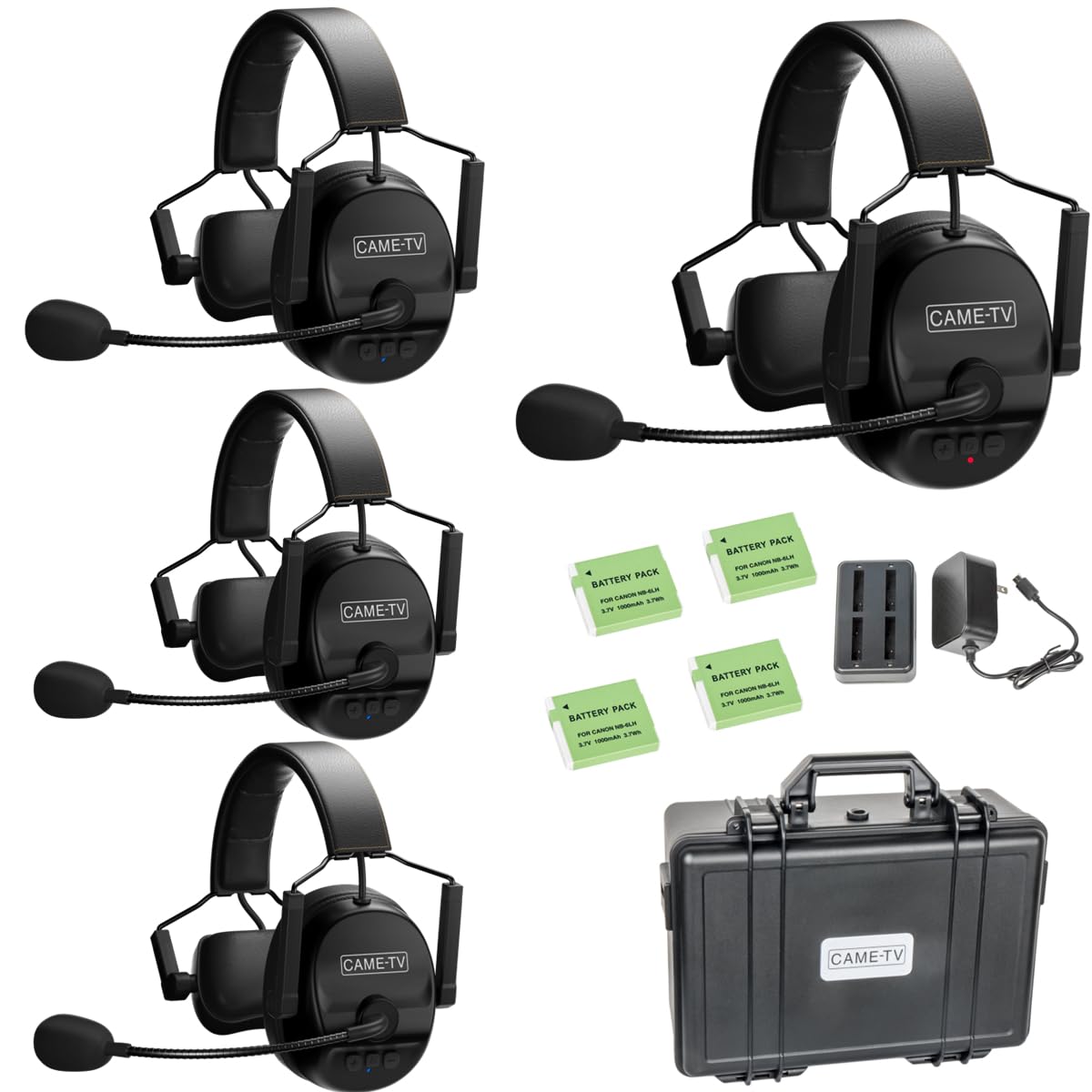 Came Tv Kuminik8 Wireless Intercom Headset System Noise Cancellation Full Duplex 4 Person 1500Ft Team Communication With Hardcas
