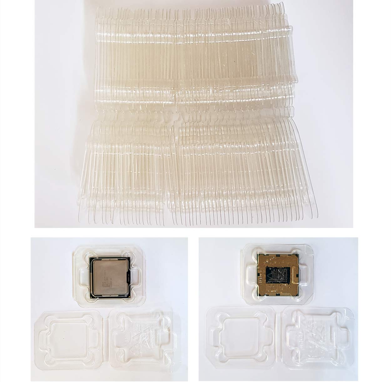 50Pcs Computer Cpu Case Tray Packaging Clamshell For Intel Lga775 Lga1150/1151/1155 /1156 I3 I5 I7 Cpu Protector Cover (50Pcs Shell Fit Intel)