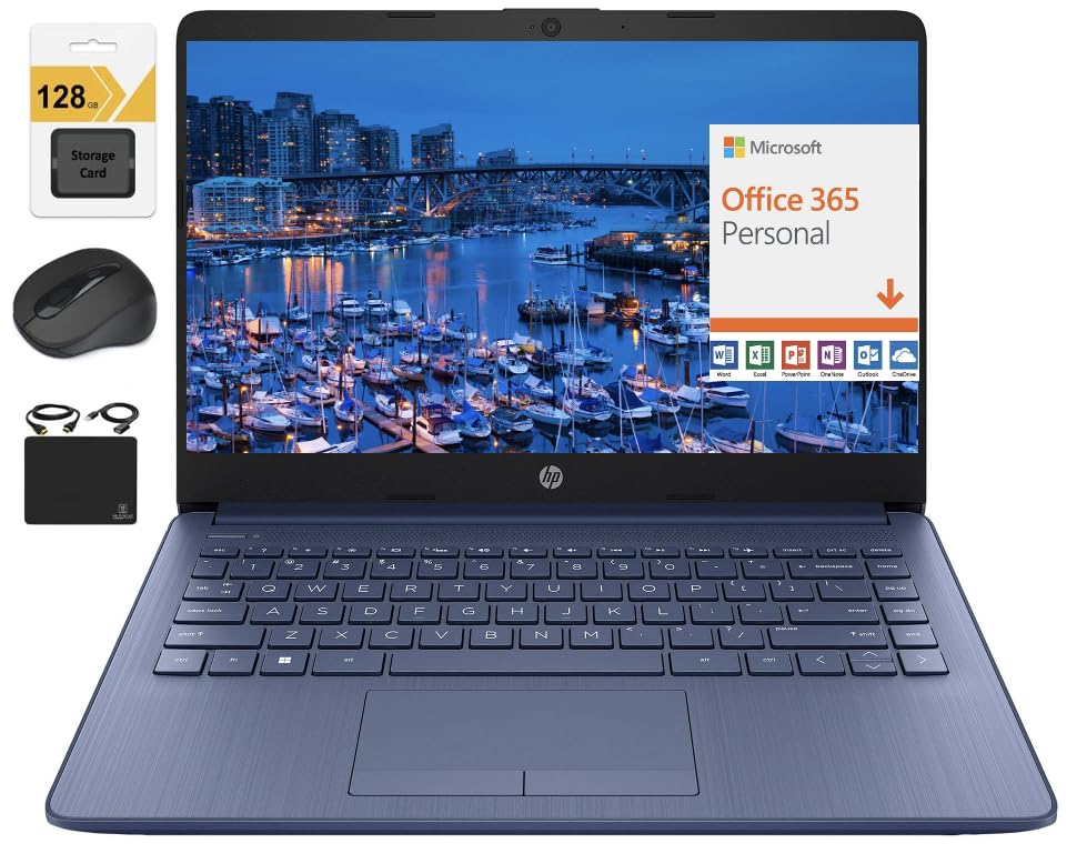 Hp New 14'' Hd Ultra Light Thin Laptop, Quad Core Intel Celeron Processor, 8Gb Ram, 192Gb (64Gb Emmc+ 128Gb Card), Wi Fi, Upto 1