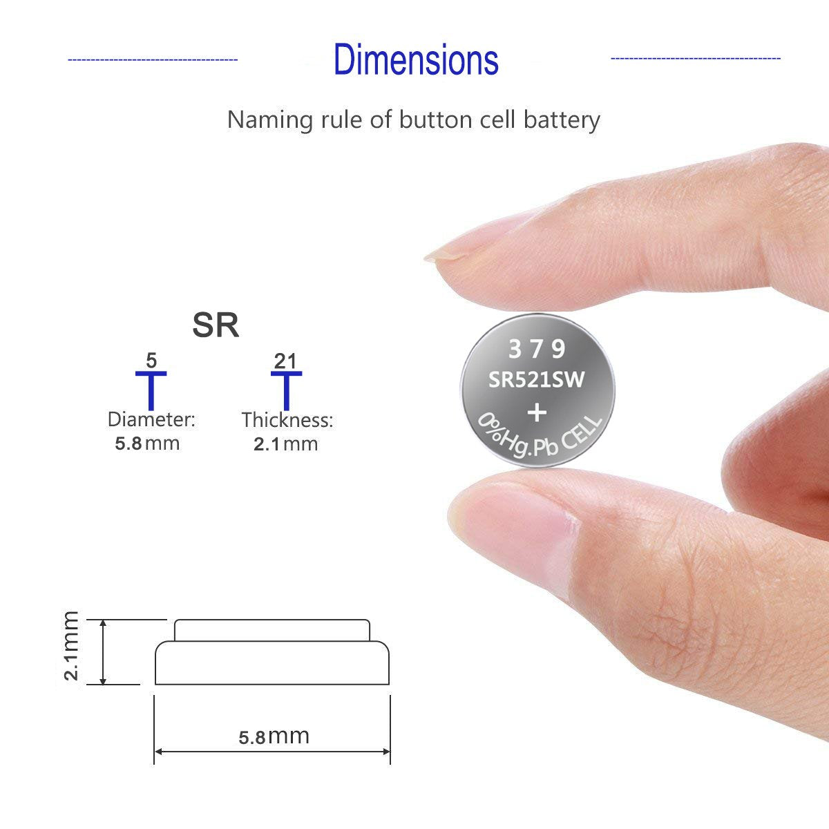 Uogtnon 379 Sr521Sw V379 Watch Battery 1.5V Button Cell (20-Pack)