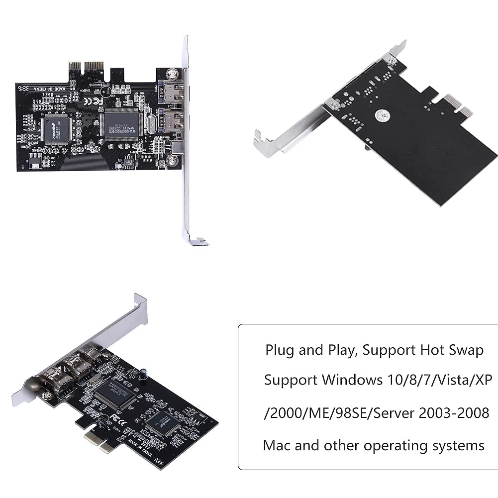 Cuifati Pcie Firewire Card For Windows 10, Ieee 1394 Pci Express Adapter Controller 4 Ports(3 X 6 Pin And 1 X 4 Pin), 1394A Pci