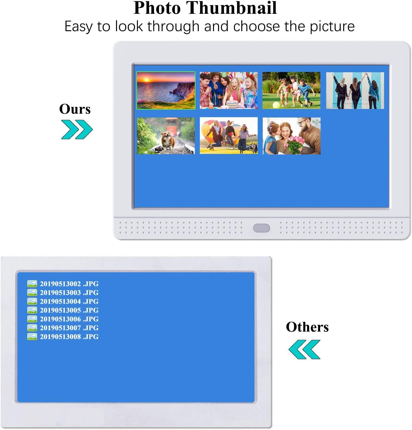 1280X800 Digital Photo Frame 16:9 Ips Screen Photo Auto Rotate, Background Music, Support 1080P Videos, Auto On/Off, Calendar, A