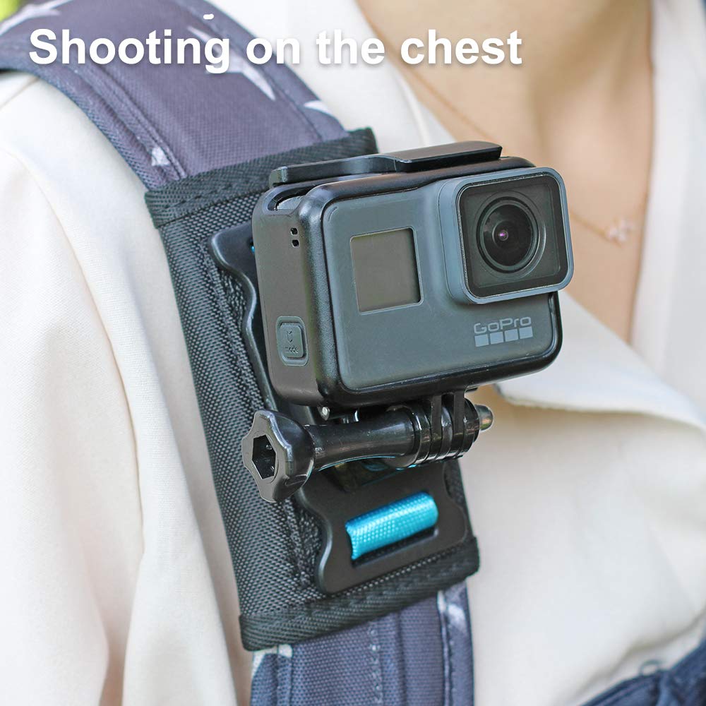 Skezn Backpack Shoulder Strap Mount Camera With Adjustable Shoulder Pad And 360 Degree Rotating Base Compatible With Gopro Hero