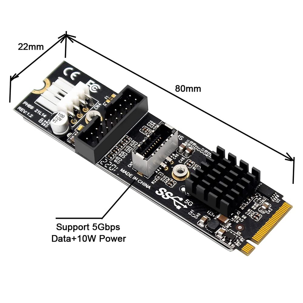 Nfhk 5Gbps Type E Usb 3.1 Front Panel Socket & Usb 2.0 To Nvme Ngff M Key Express Card Vl805 Adapter For Motherboard