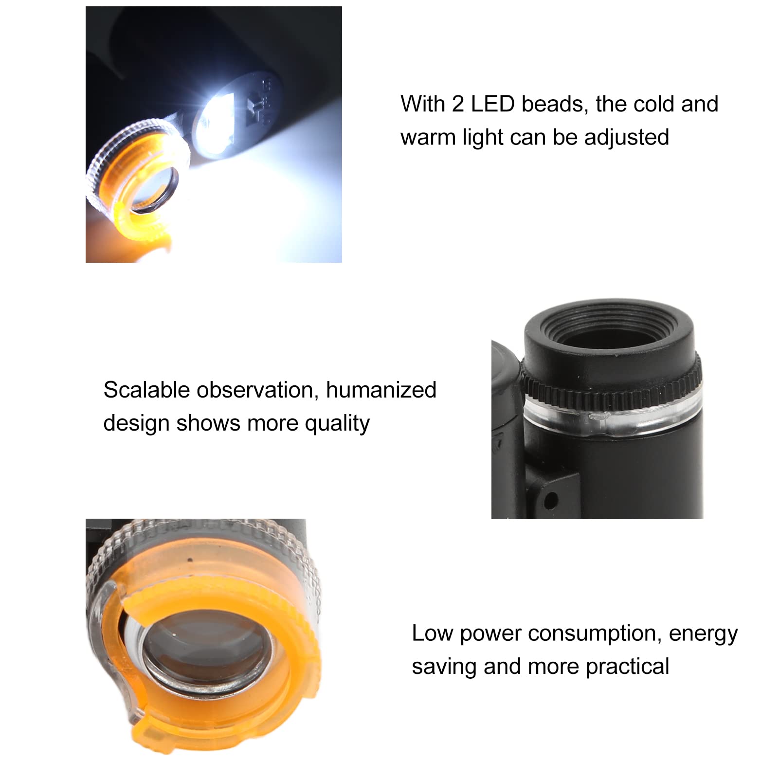 Mini Microscope, 60X Portable Handheld Usb Microscope Camera, Telescopic Design, Wide Irradiation Range(9882(Rd)2 Black)