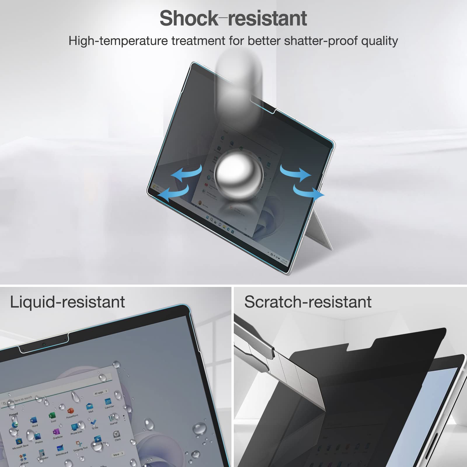 Procase Microsoft Surface Pro 11/10/ 9 13 Inch Privacy Screen Protector, Anti Spy Tempered Glass Ultra Thin Tinted Screen Film Guard For 13.0 Inch Surface Pro 11/10/ 9 2024 2022 Release