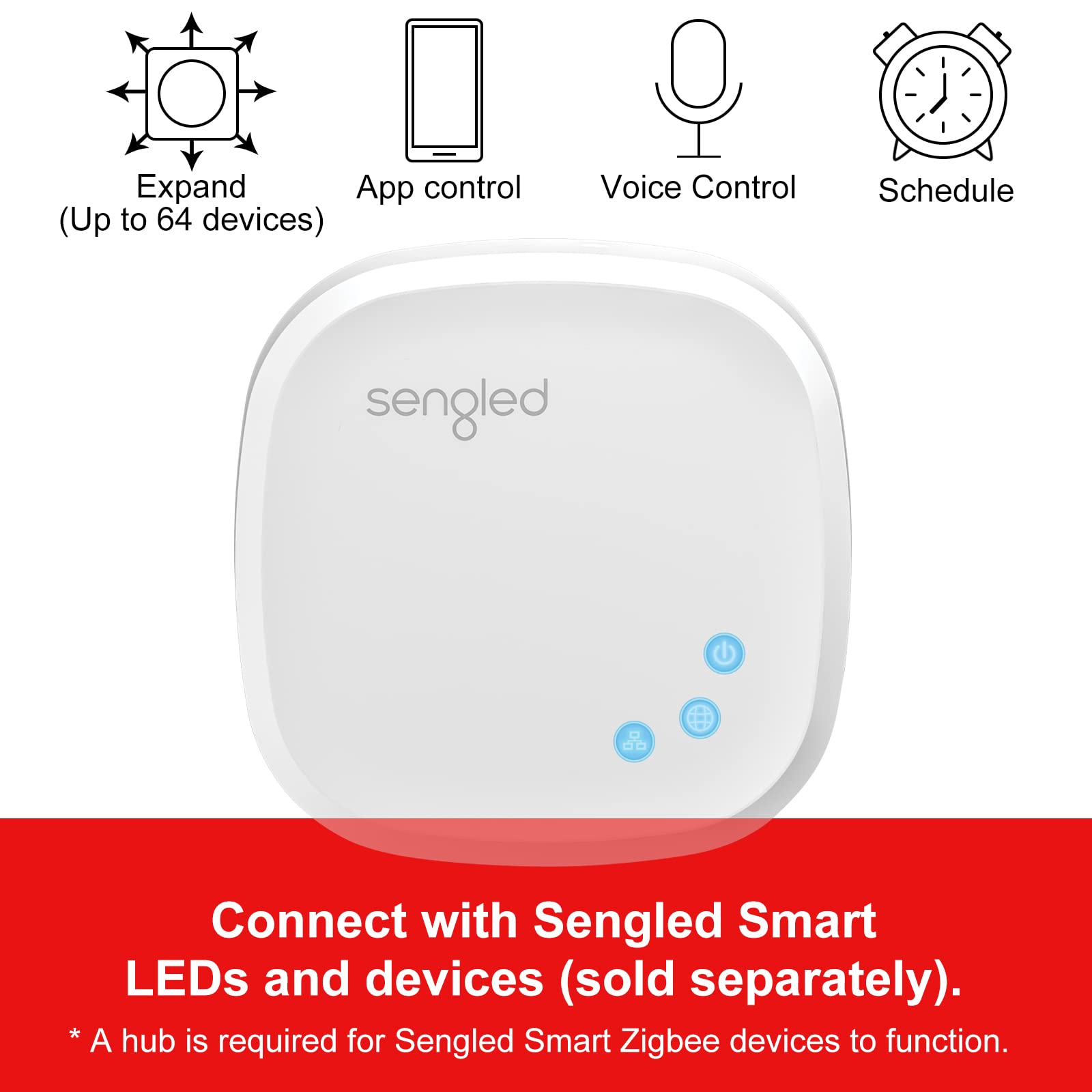 Sengled Use Products, Compatible With Alexa And Google Assistant, Homekit, Siri, Smart Hub, 1 Pack, White