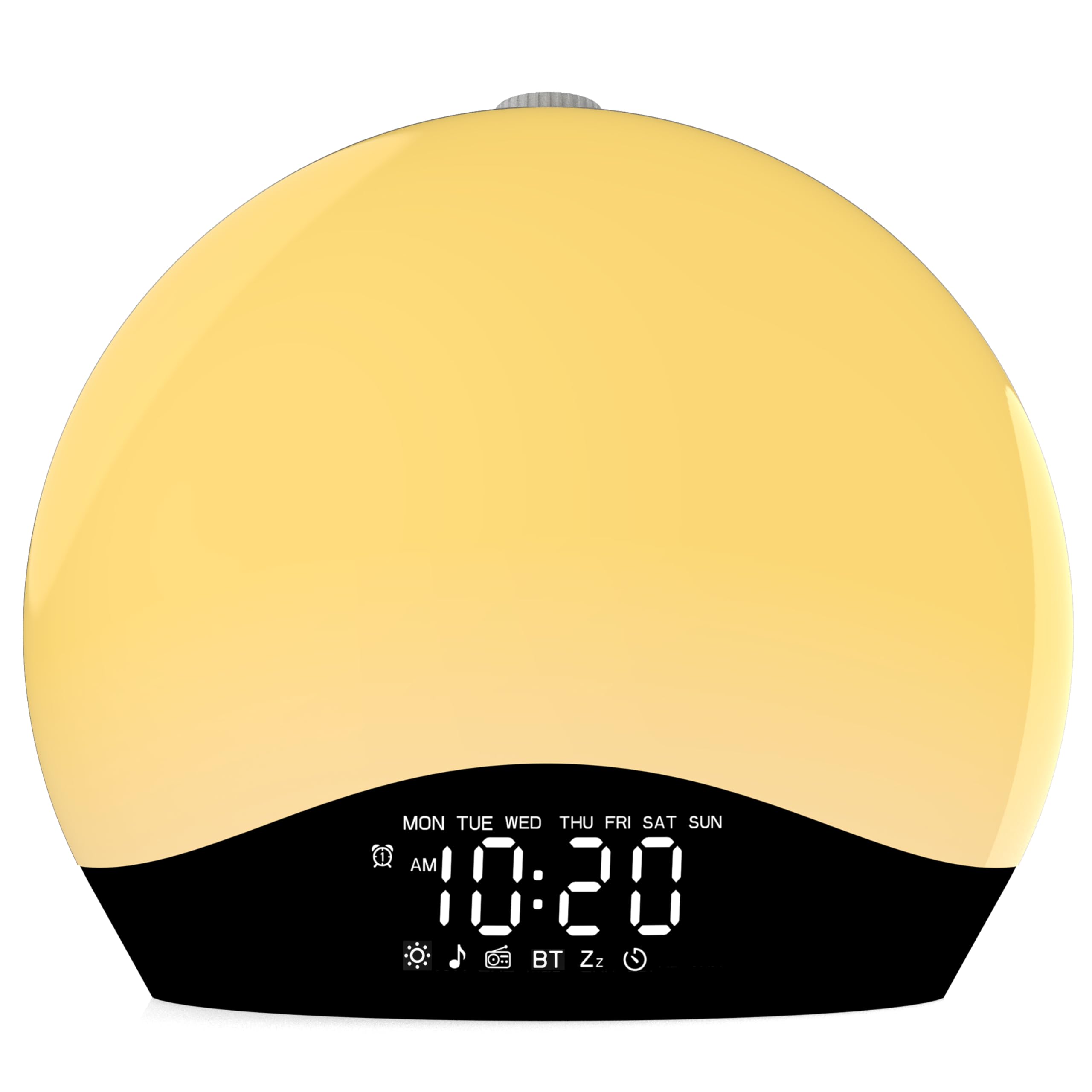 Wake Up Light Sunrise Alarm Clock For Kids, Heavy Sleepers, Bedroom, Bluetooth Speaker Sound Machine With 22 Natural Sounds, Whi