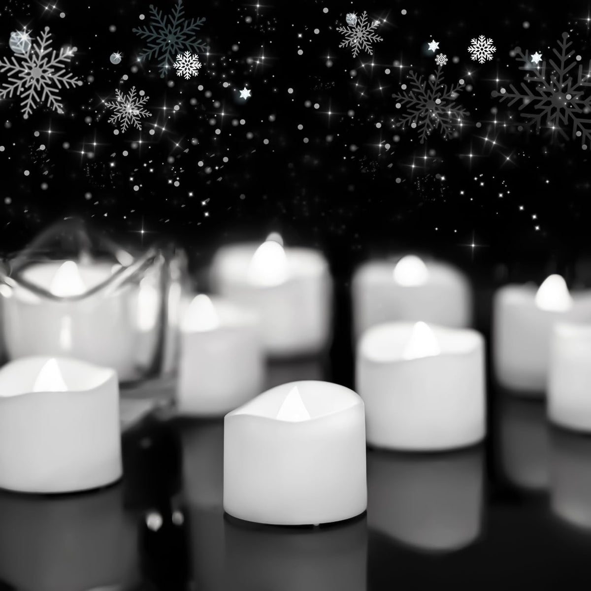 Homemory 48-Pack Novelty Flickering Flameless Tea Lights Candles, 200+Hours Battery-Operated Led Fake Candles For Wedding Table 