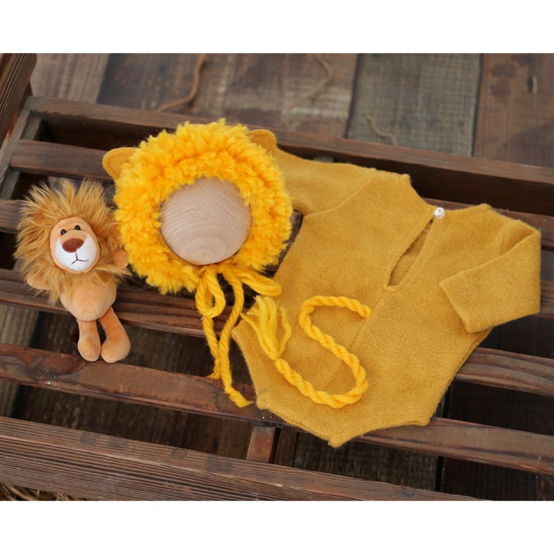 Newborn Baby Photo Shoot Props Girl Boy Crochet Knit Hat Costume Stripe Hat Pants Overalls Photography Props (Yellow A)