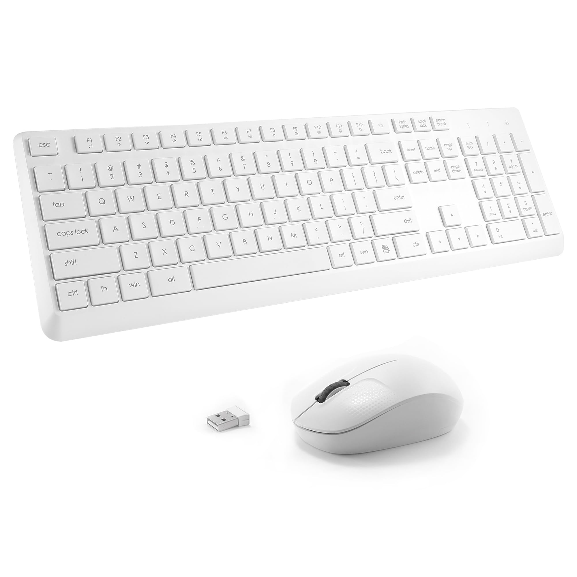 Wireless Keyboard and Mouse Combo for Windows, 2.4G Full-Sized External Cordless Computer Keyboard Mouse Combo for Laptop PC Des