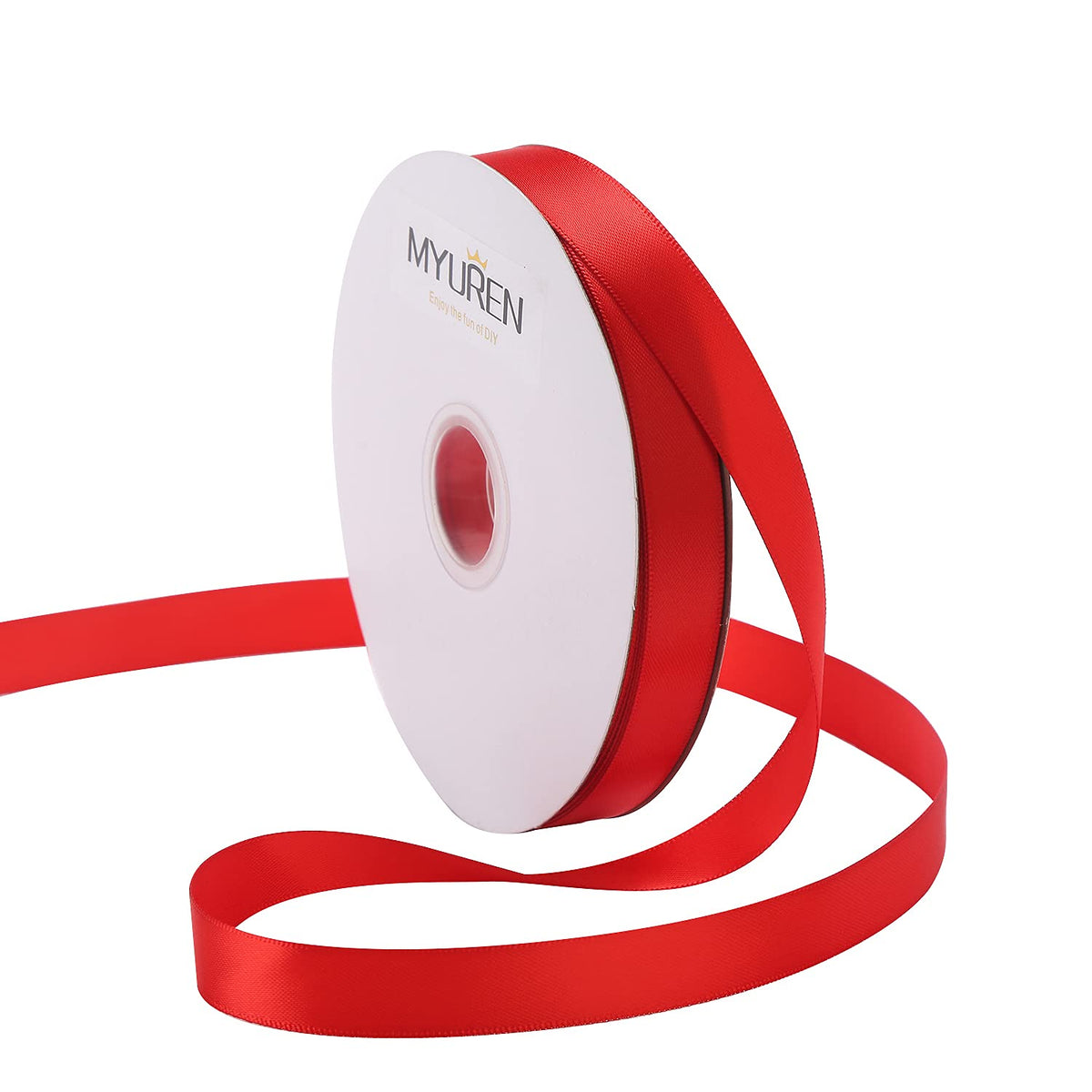 Myuren 58 Inch Double Faced Red Polyester Satin Ribbon For Gift Wrapping,Party Favor, Baby Shower,Invitation Embellishments,Flor