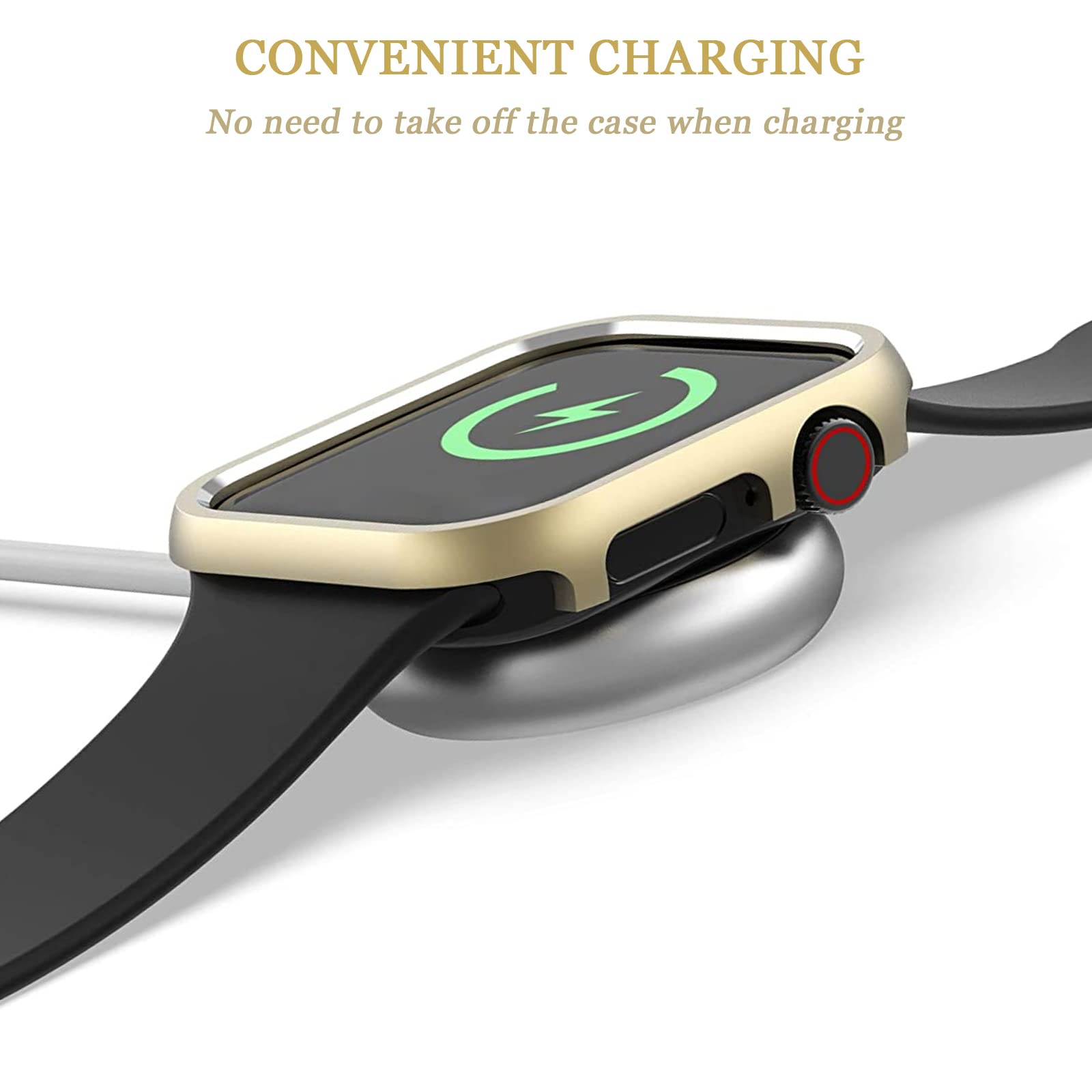 Compatible Gold Apple Watch Series 8 7 Case 41Mm,Ninki Drop Resistance Luxury Aluminium Apple Watch Case 41Mm Protective Case Fo