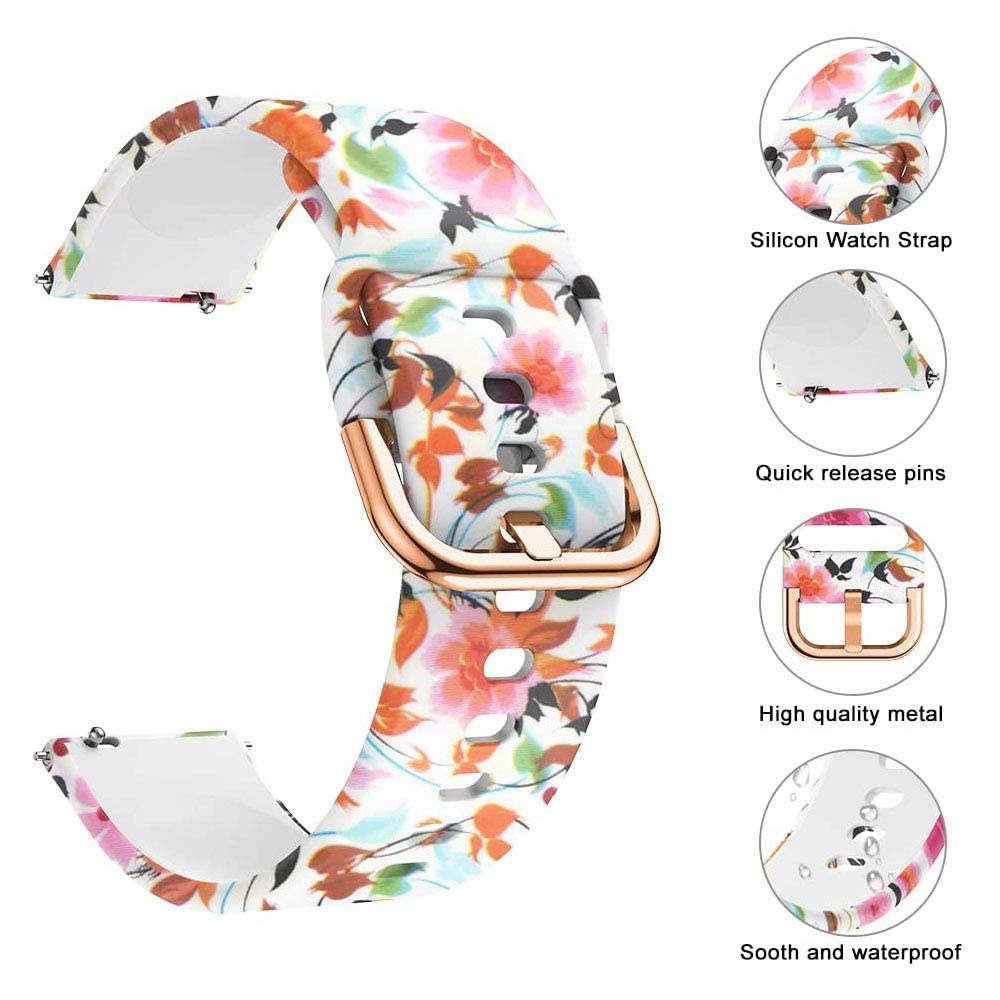 Vicrior Bands Compatible With 19Mm Id205L Smart Watch, Quick Release Soft Silicone Fadeless Pattern Printed Floral Replacement B