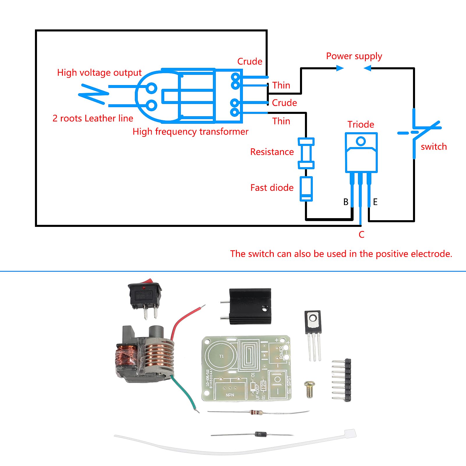 Aediko 5 Sets High Voltage Generator 15Kv High Voltage Generator Inverter Arc Igniter Coil Module Disassembled Parts (5 Sets)