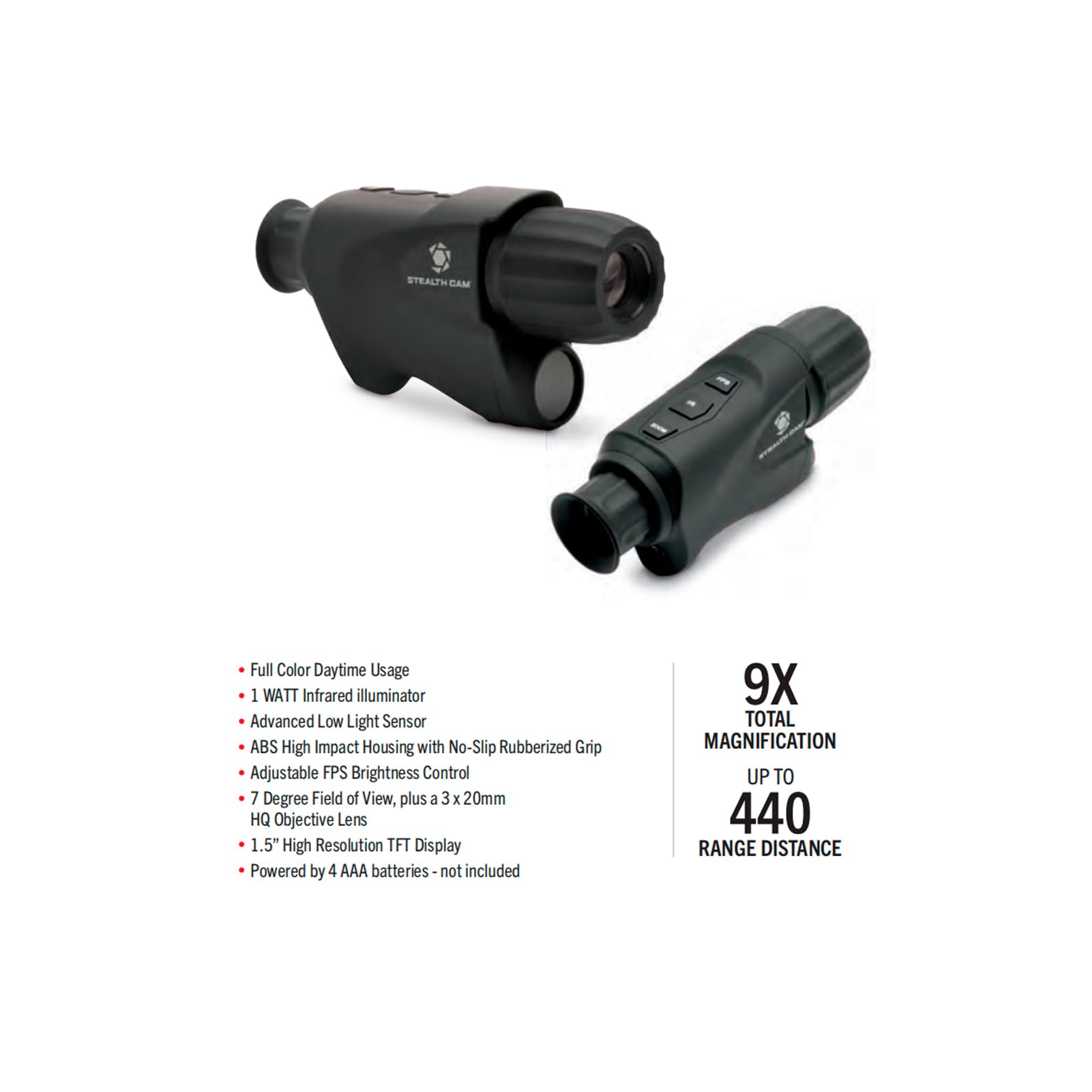 Stealth Cam Shockproof No-Slip 3X20Mm Hq Objective Lens High-Resolution 9X Infrared Filter Low Light Night Hunting Digital Monoc