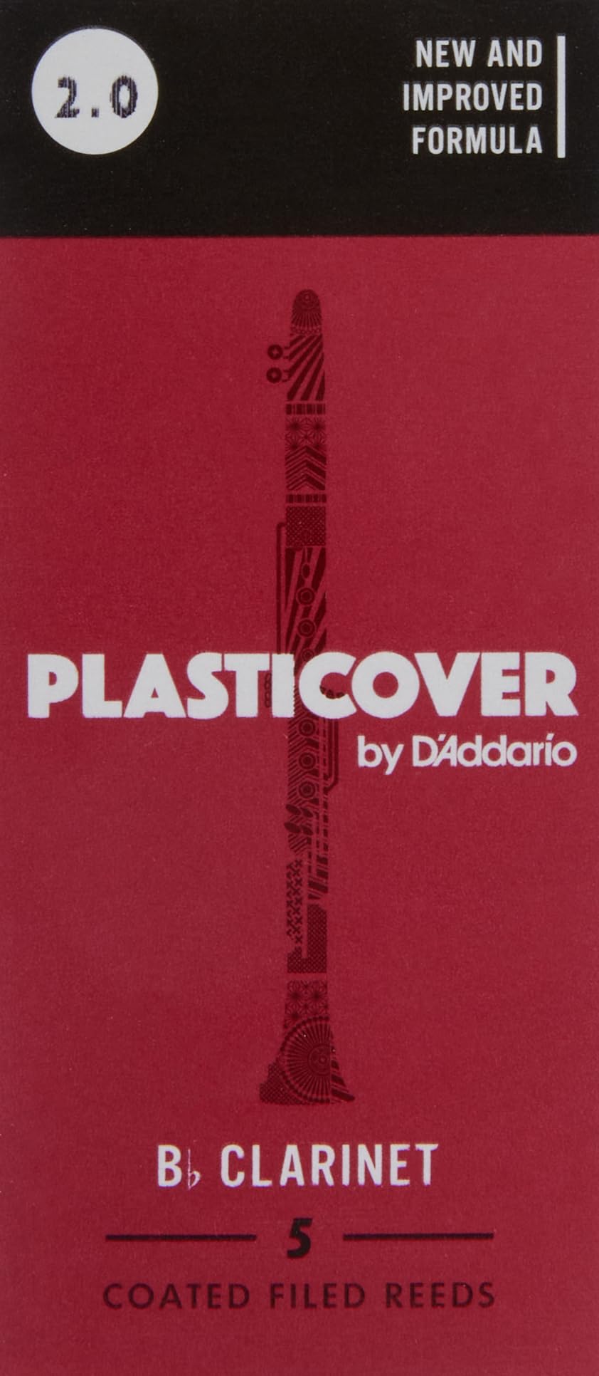 Rico Plasticover Bb Clarinet Reeds, Strength 2.0, 5-pack