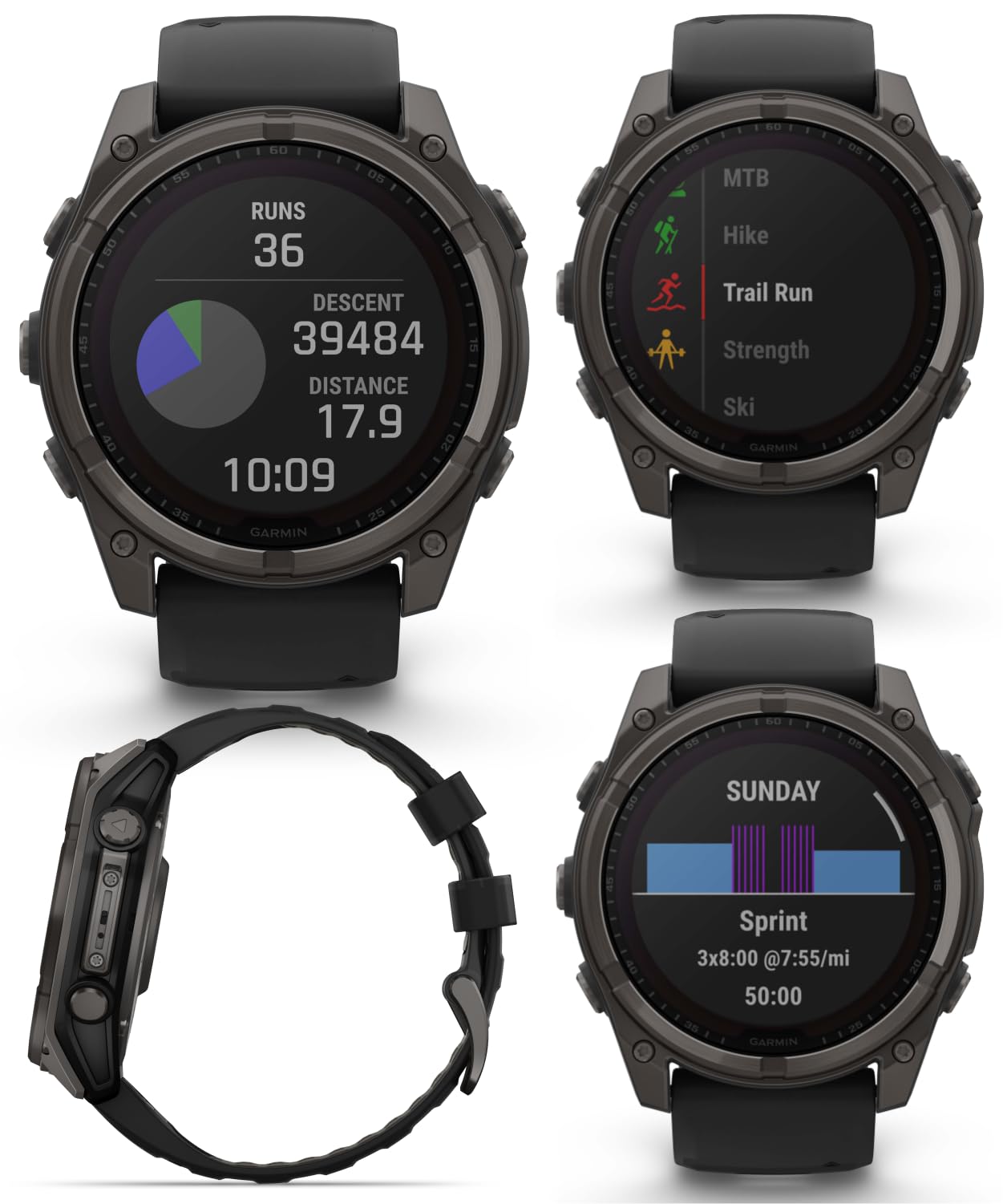Garmin Fenix 8 - 51 Mm, Solar, Sapphire, Carbon Gray Dlc Titanium Gps Multisport Smartwatch With Black/Pebble Gray Silicone, Voi