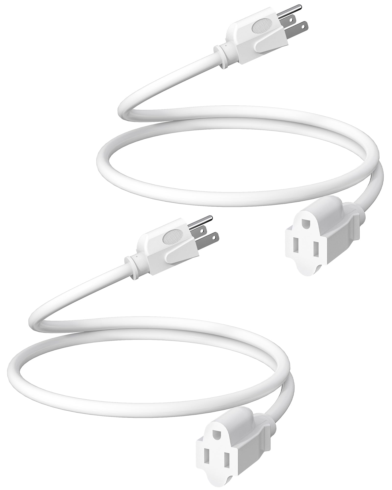 Wilawels 2 Pack Outdoor Extension Cord 3Ft, 16/3 Gauge Sjtw Power Cable For Indoor And Outside Use, 3 Prong Grounded Outlets Plu